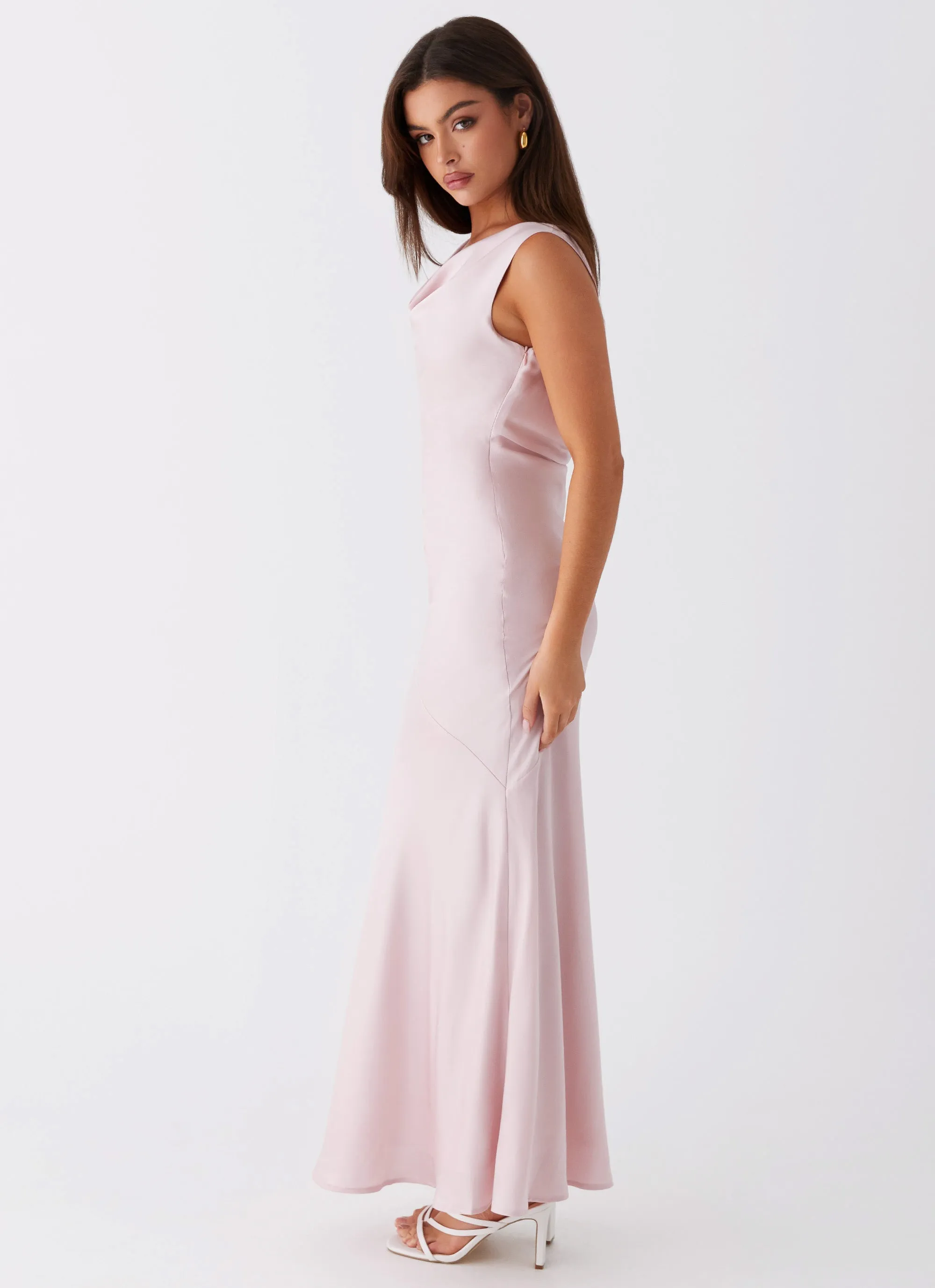 Mood Booster Button-front Be Mine Satin Maxi Dress - Mauve Pink