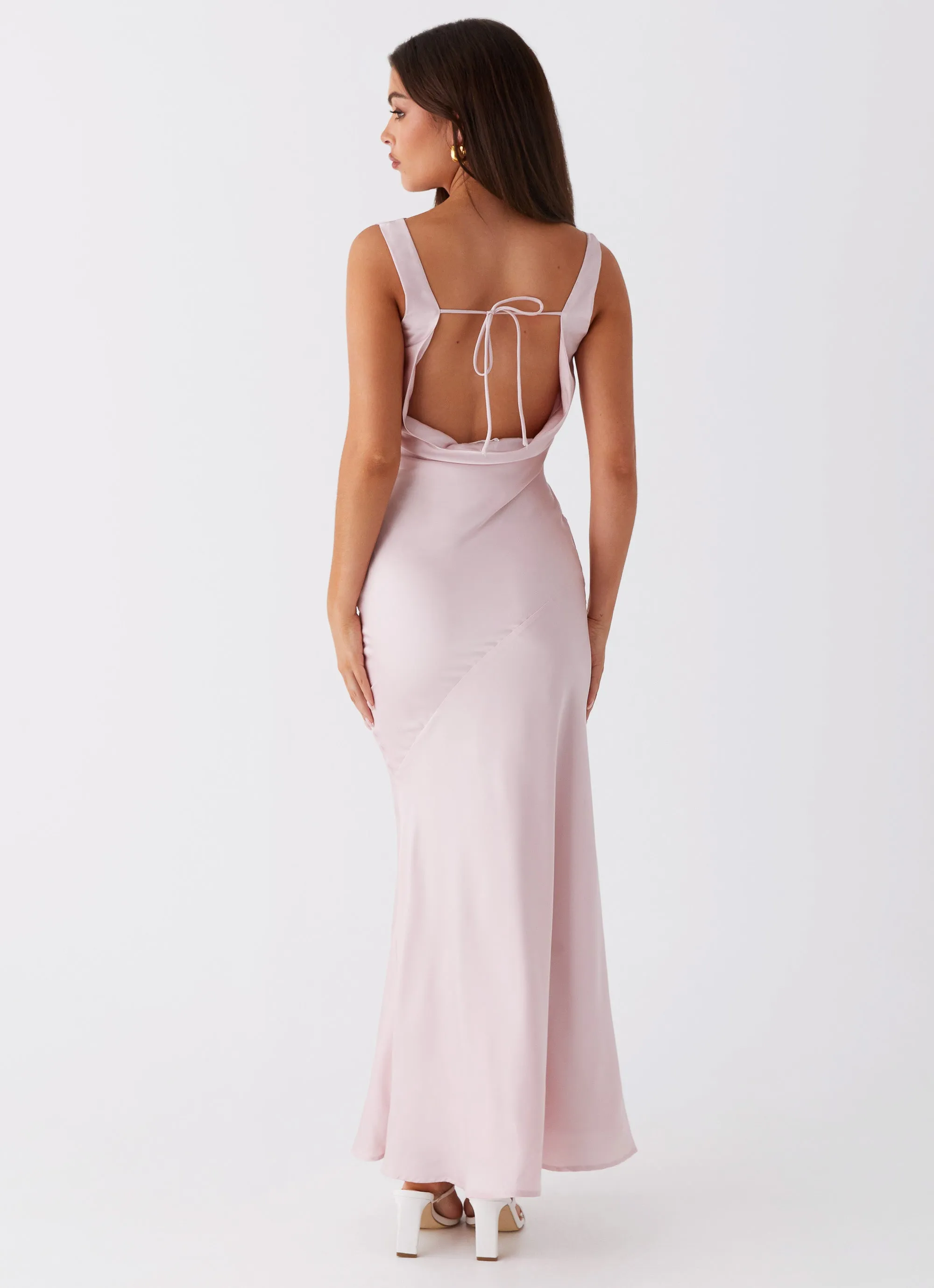 Simple Mood Draped-Style Be Mine Satin Maxi Dress - Mauve Pink