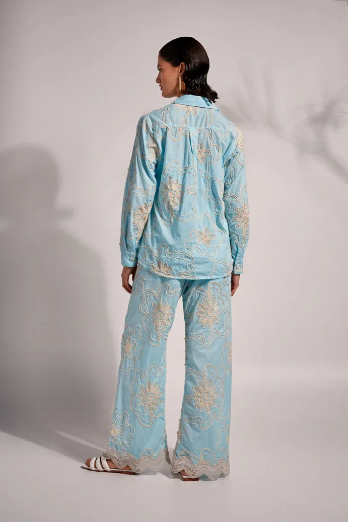 Layered Panel Design Casual Style BEA PANTS BABY BLUE