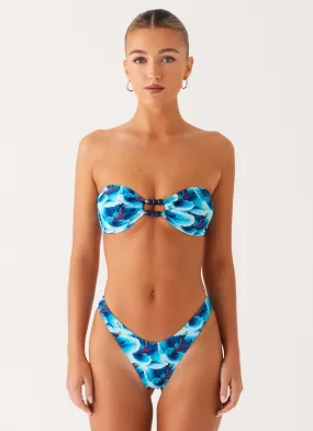 Versatile Swim Premium Material Cuba Bikini Bottoms - Turquoise Floral