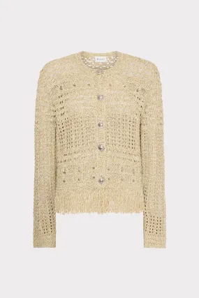 Ventilation Vents Beaded Fringe Knit Cardigan