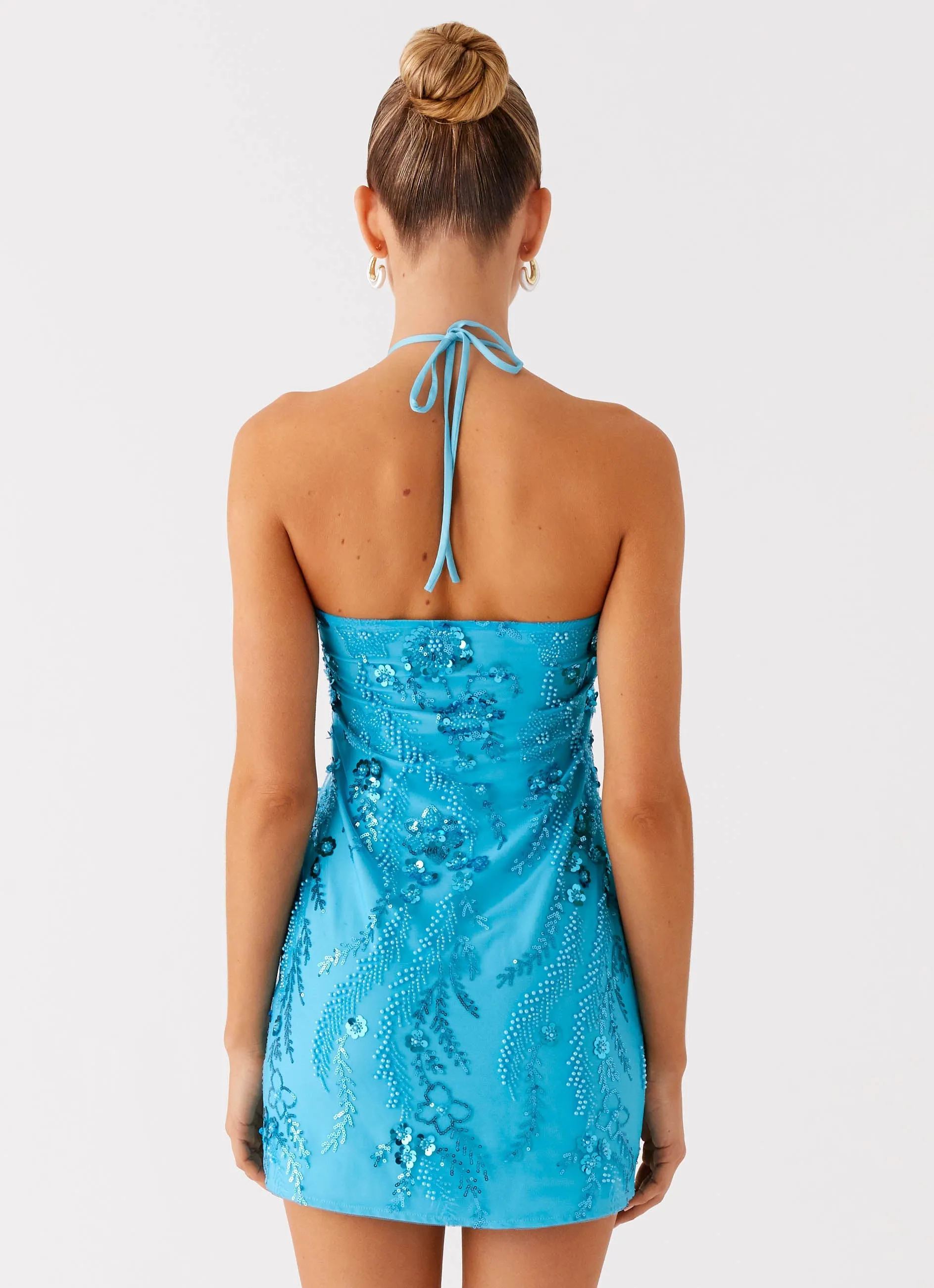 Bebe Beaded Mini Dress - Royal Blue Cool Mood