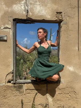 Bedding Dress in Emerald Green Challis Elegant Look Aura Glow