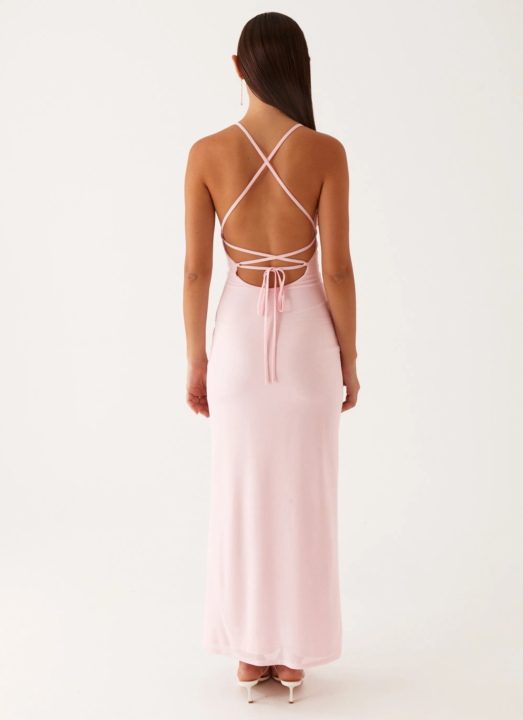Beki Beaded Mesh Maxi Dress - Pink Dress-Up Style Red-Carpet