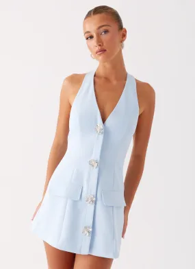 Jeanie Mini Dress - Blue Flowing Layers