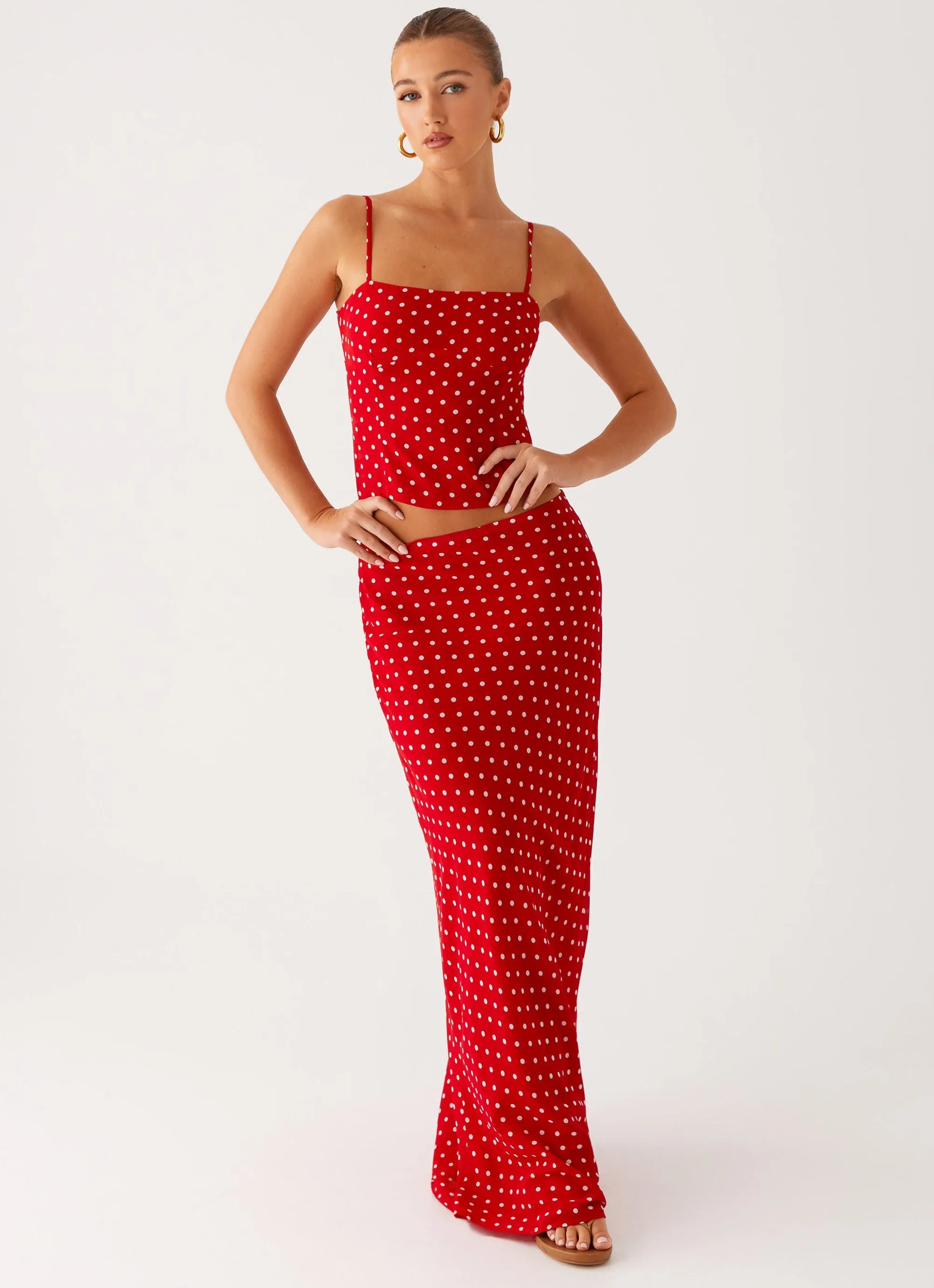 Bendita Maxi Skirt - Red Polka Dot Comfort Wear