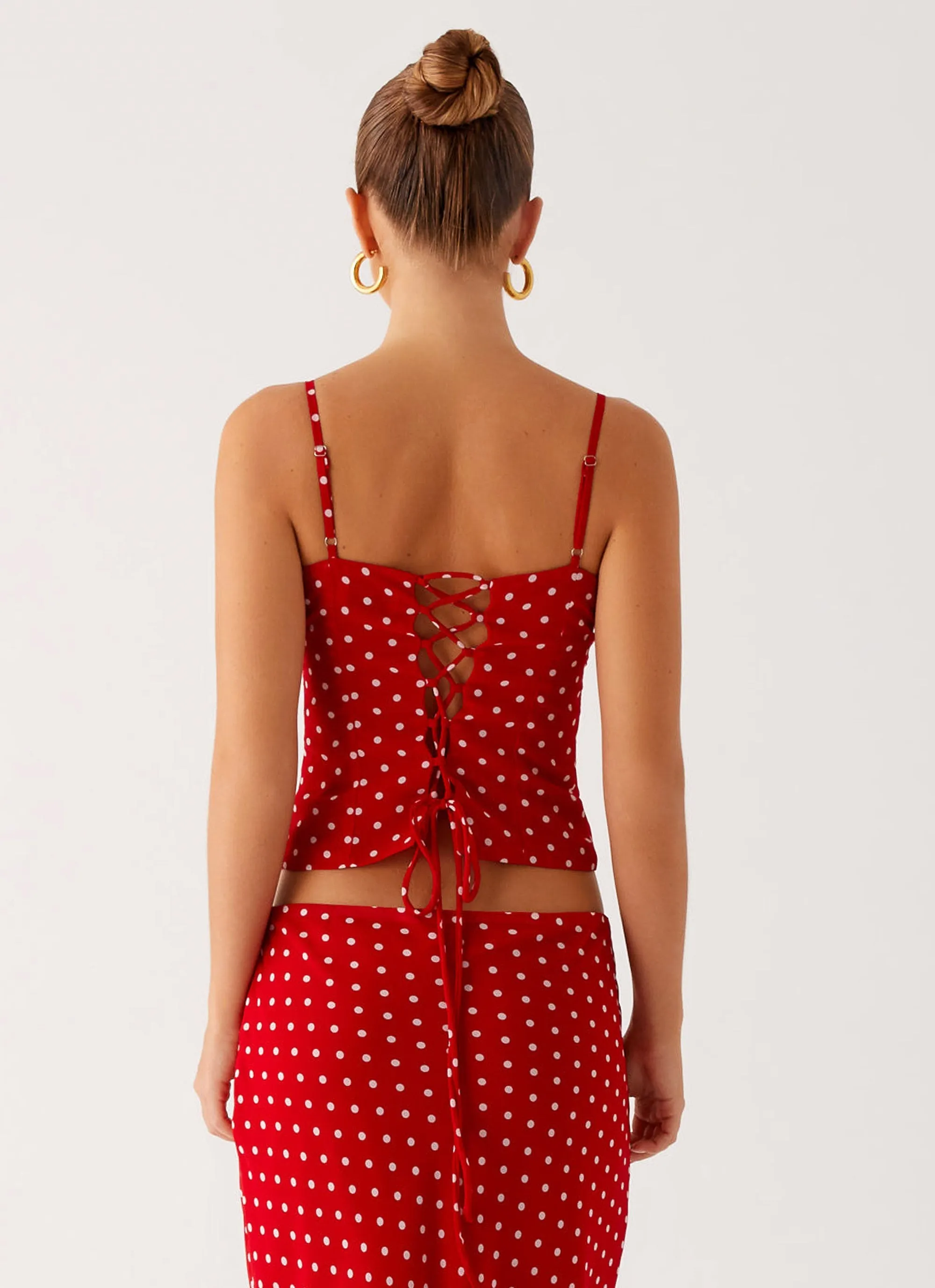 Bendita Top - Red Polka Dot Adjustable Collar System MultiPurposeUtility