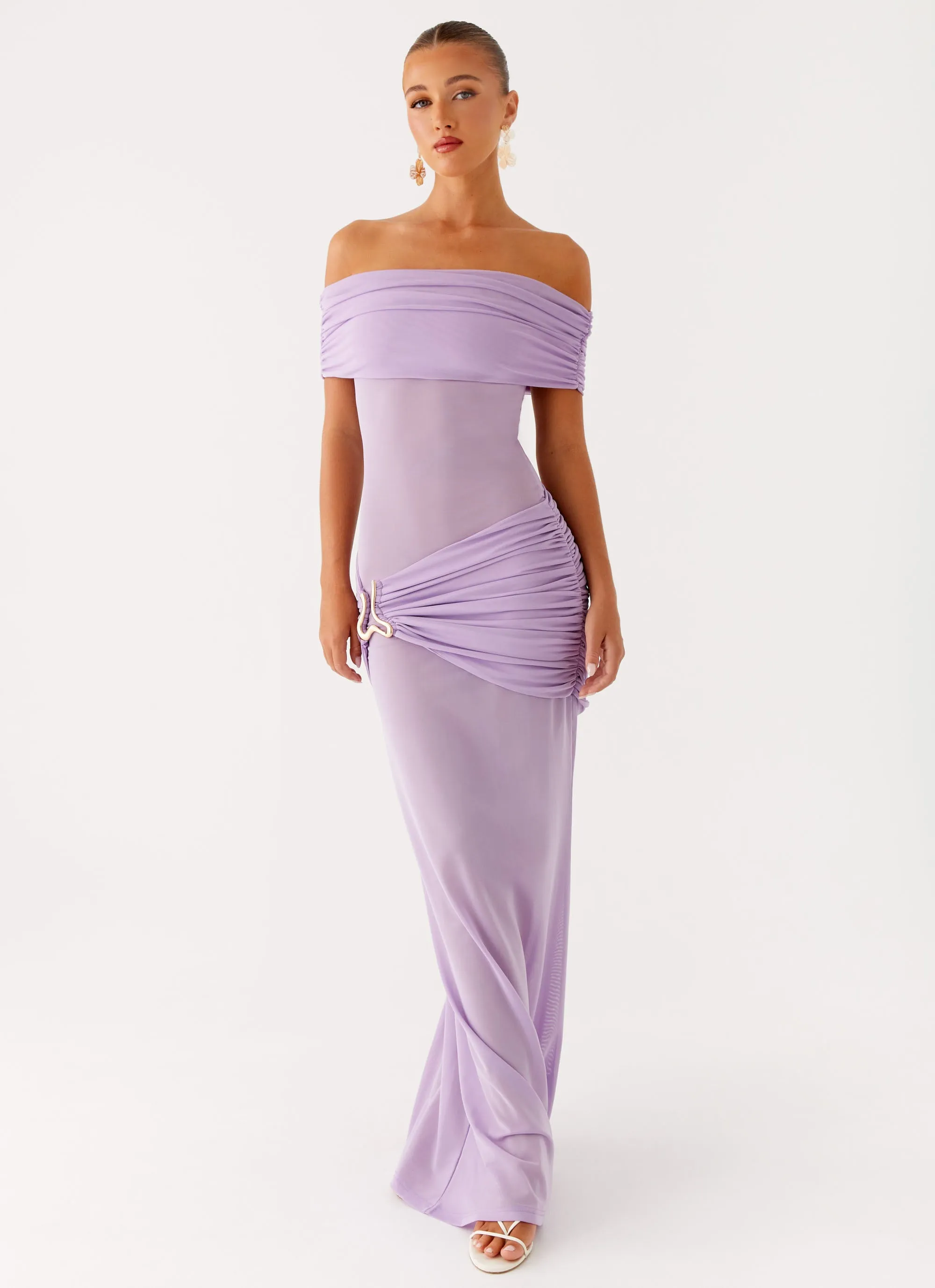 button detail and Effortless fit dress. Benji Maxi Dress - Lilac