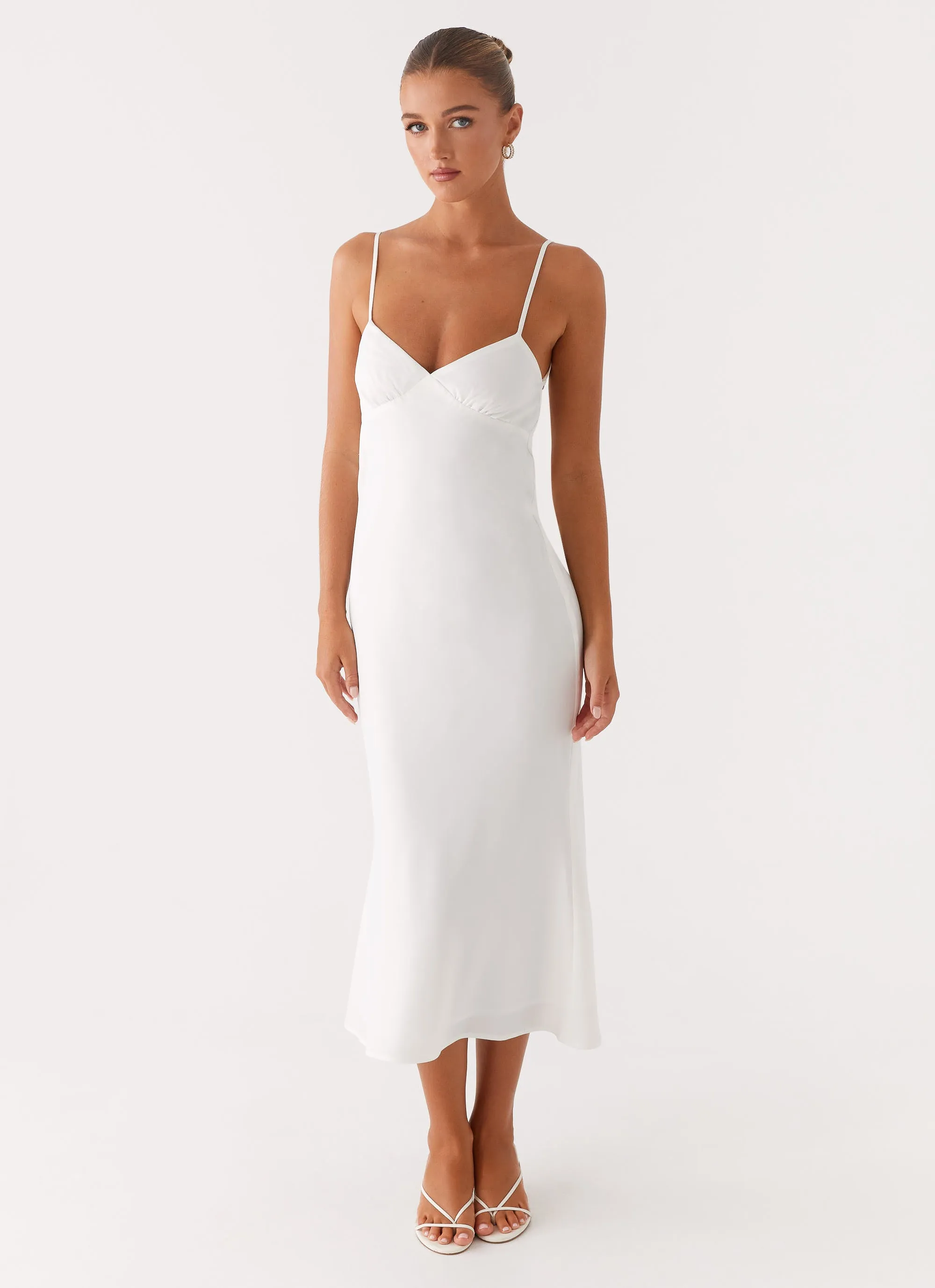 Bentley Midi Dress - White Texture Softness