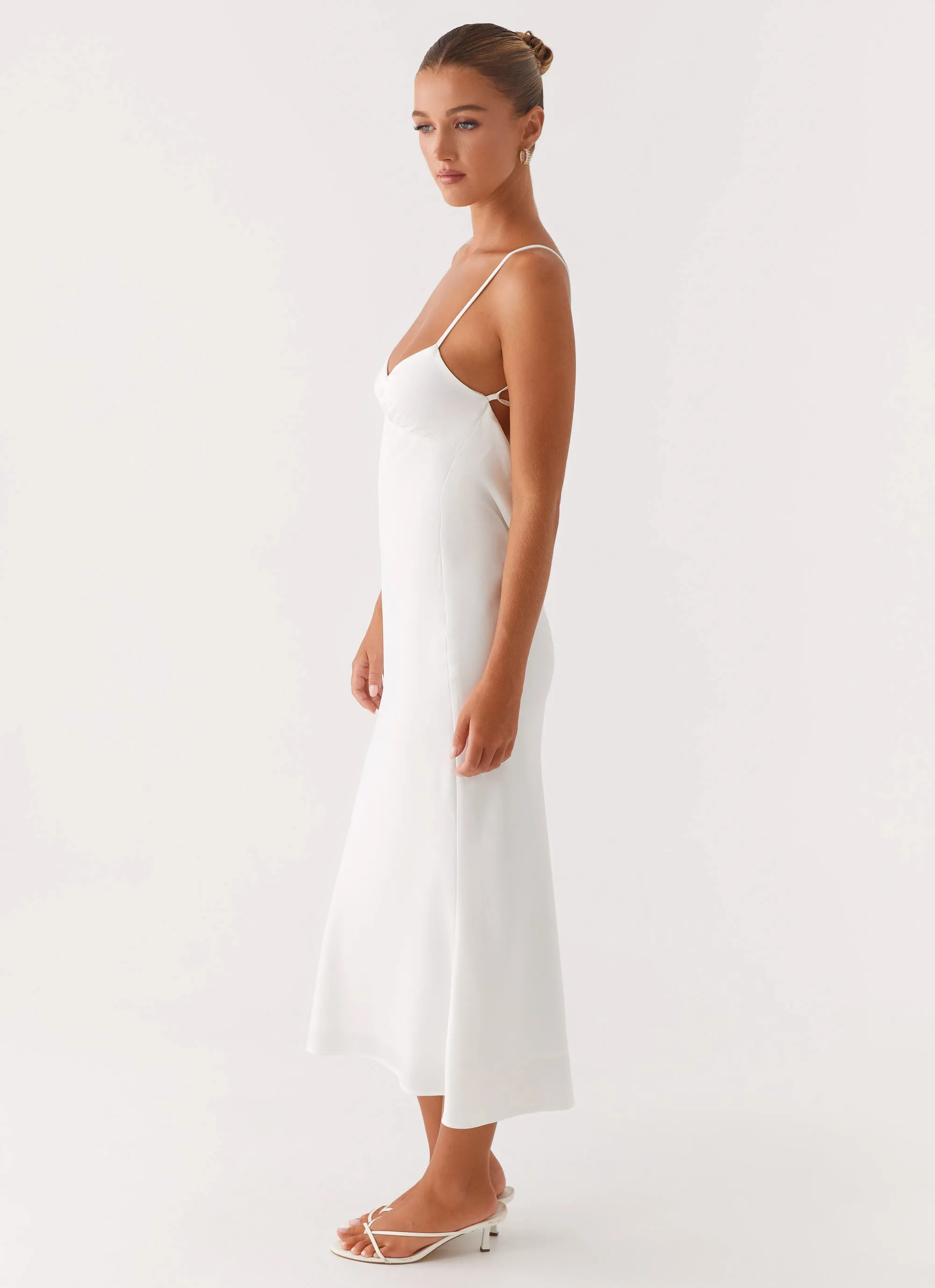 Bentley Midi Dress - White Bow Glow