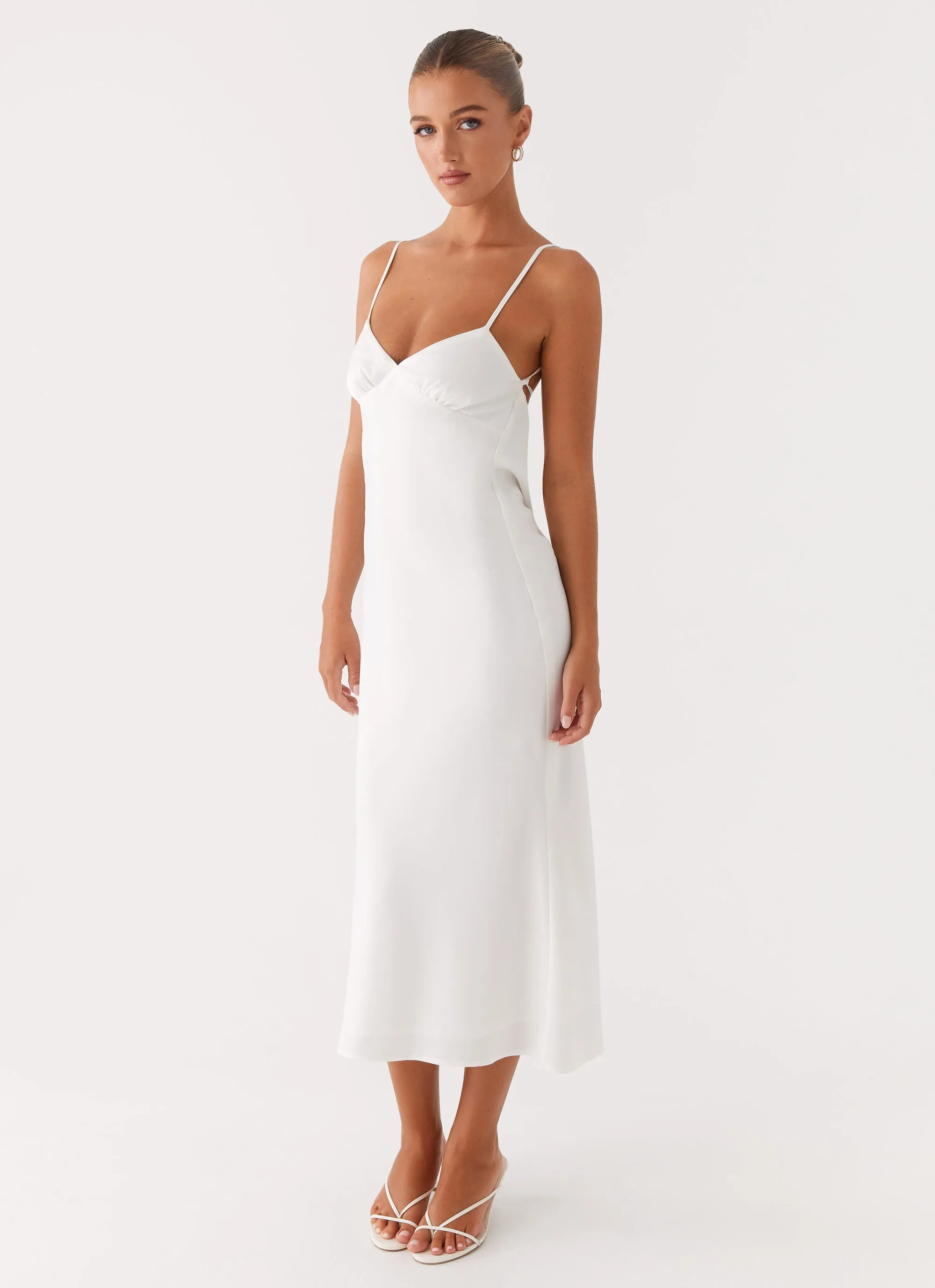 Bentley Midi Dress - White Subtle Texture Vibrant Look