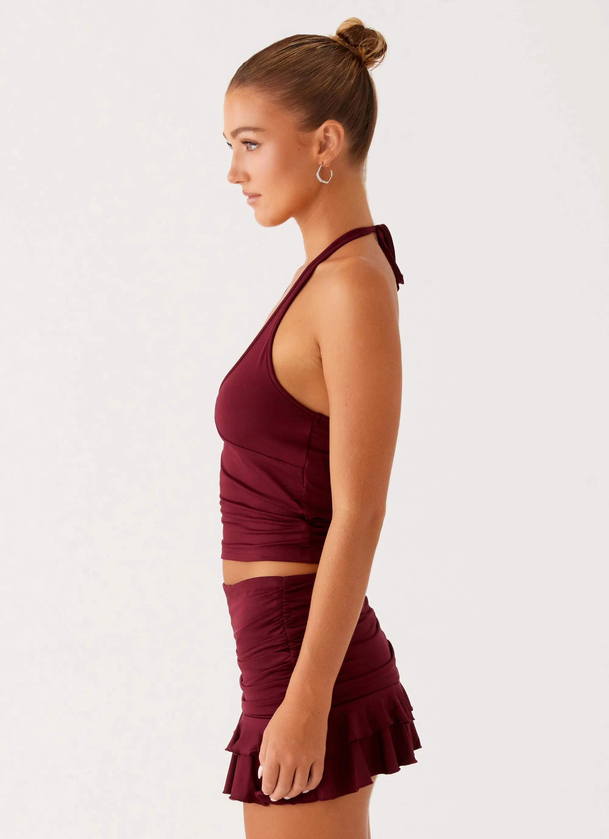 Chic Tee Bernie Halter Top - Raspberry Wine
