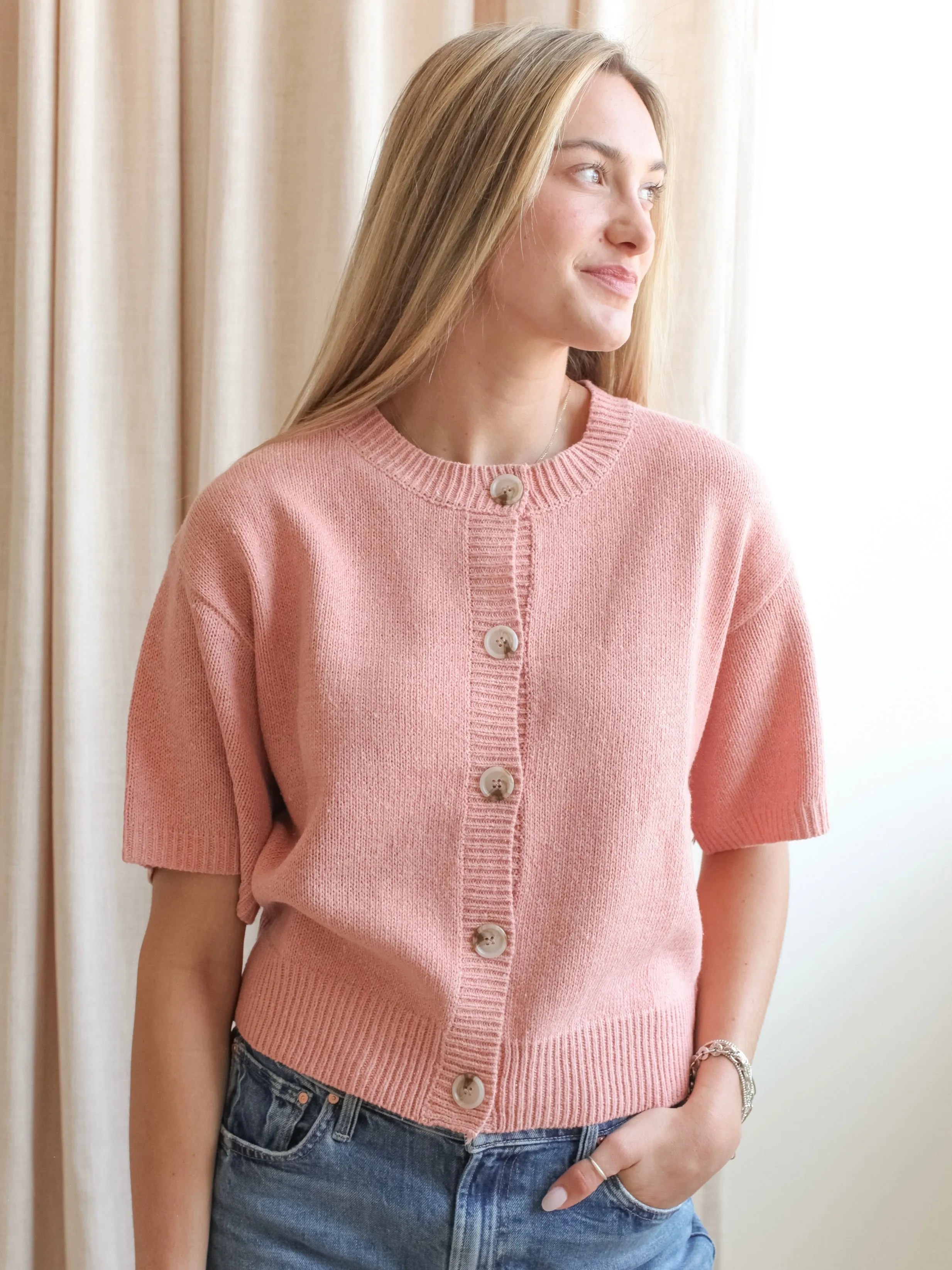 Beth Cardigan - Pink Reinforced Stress Points Hot Weather