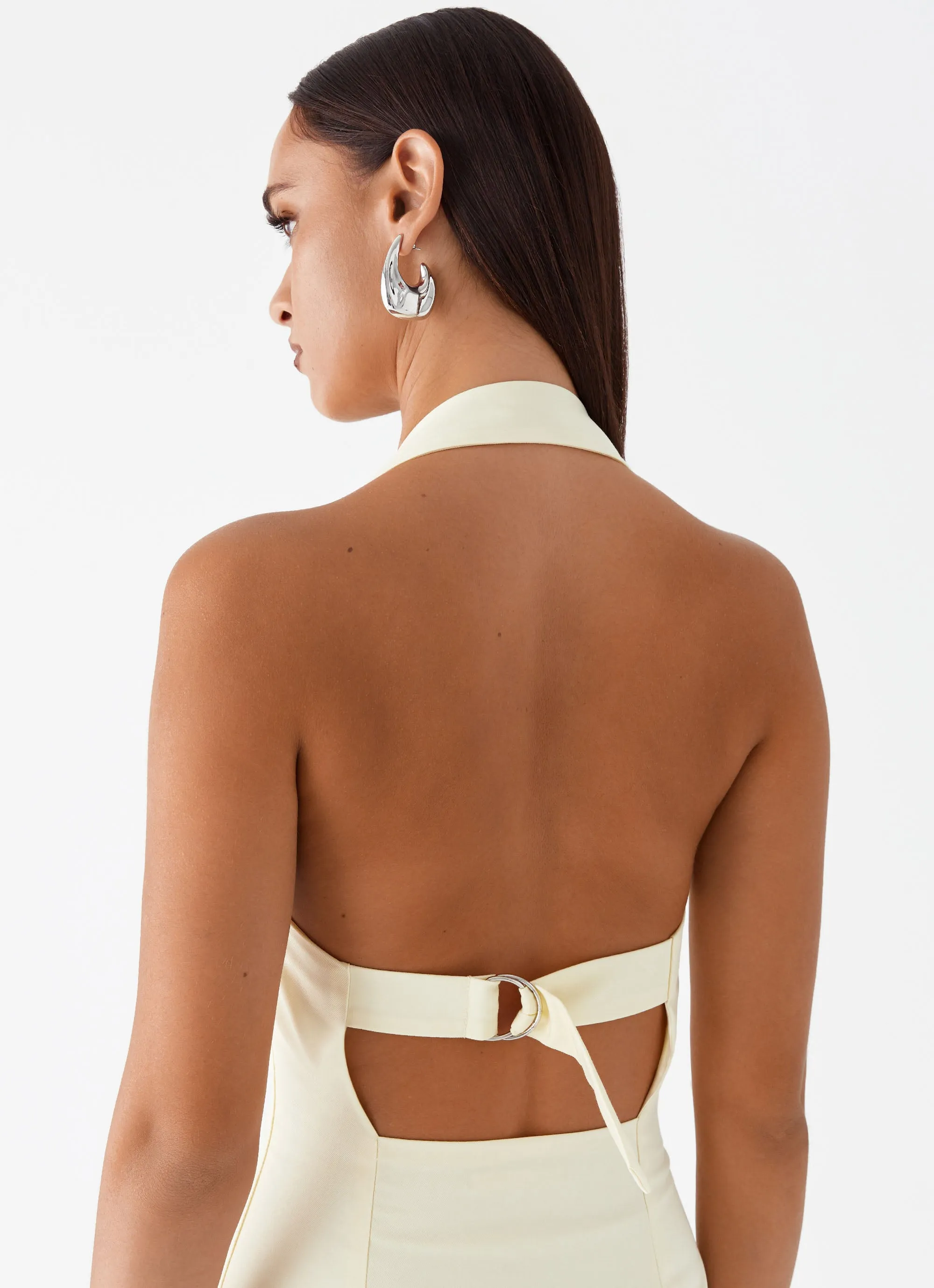 Bianca Halter Dress - Yellow Seamless Design