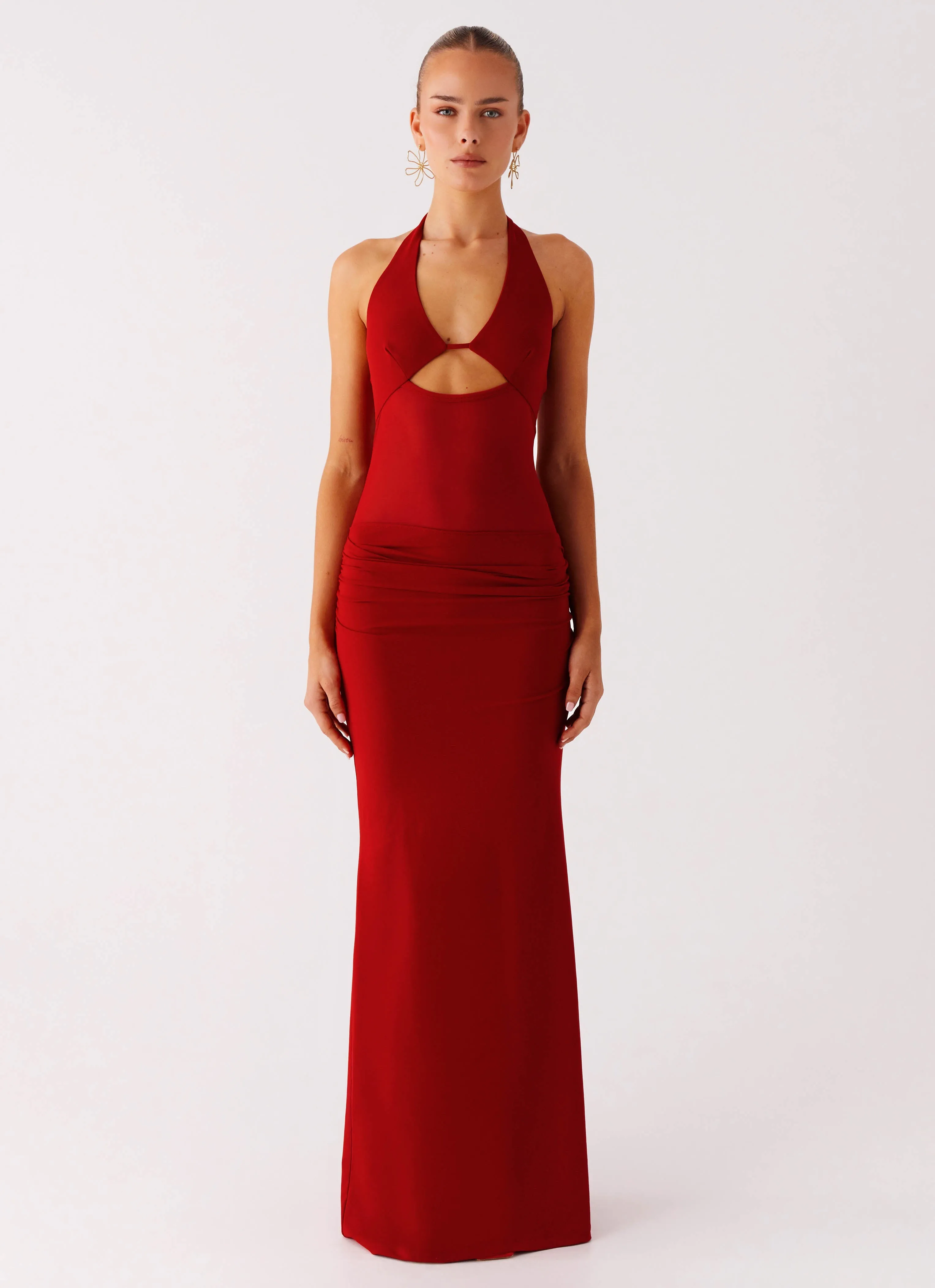 Natural Light Billen Halter Maxi Dress - Red
