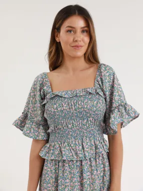 PocketDetails AdjustableCuffSystem Billie Floral Blouse