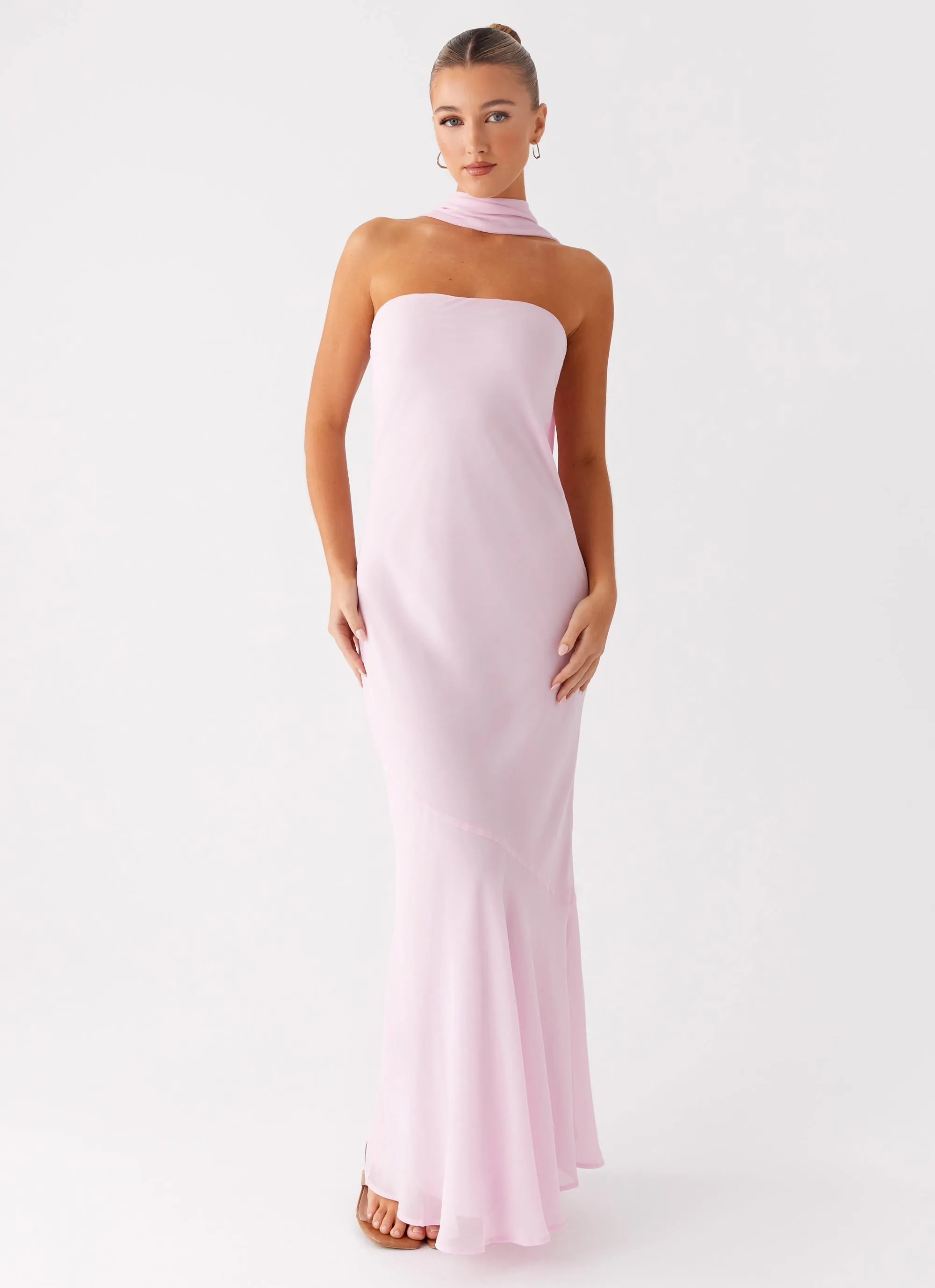Under The Pagoda Maxi Dress - Pink Ruched-Detail