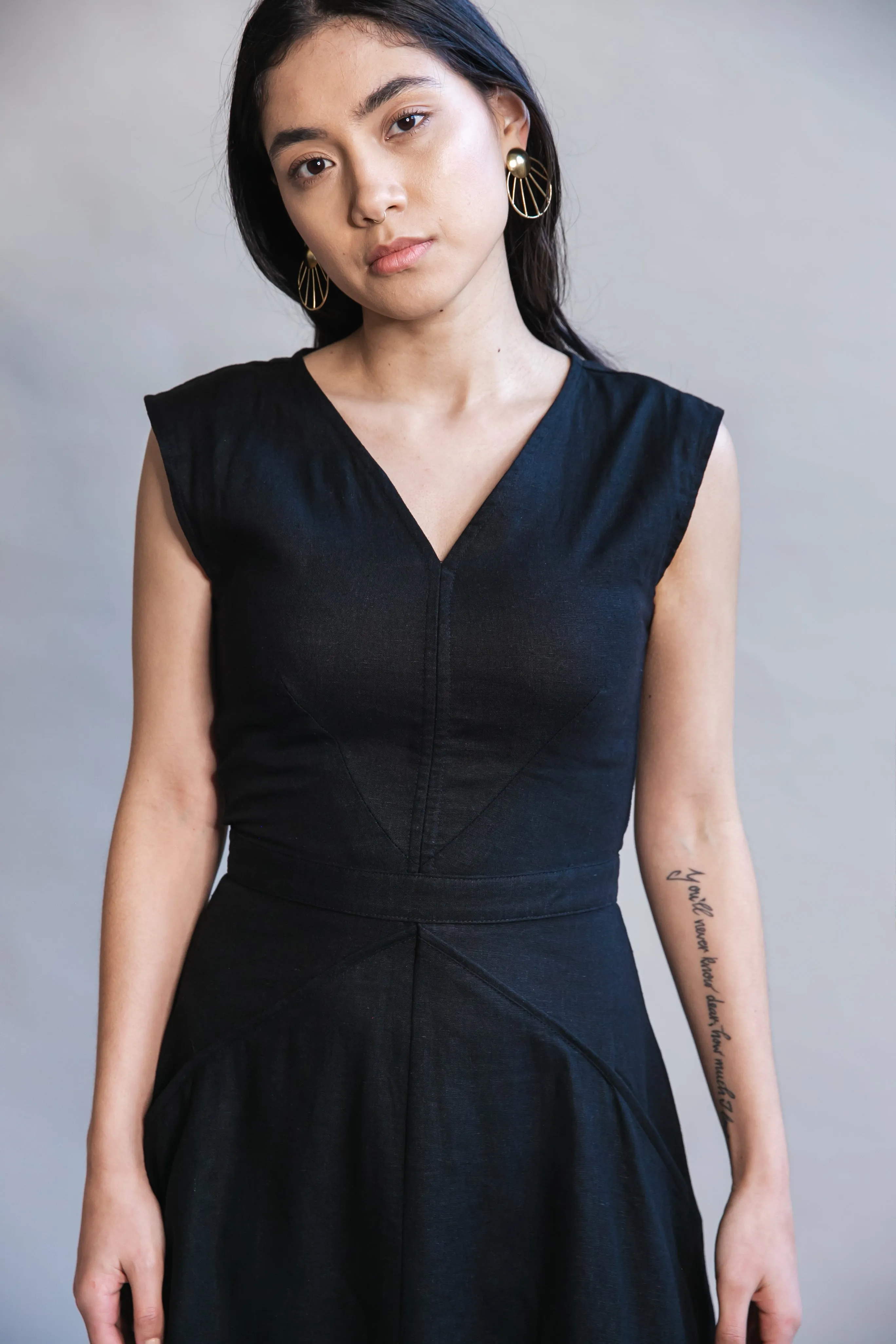 Xena Dress in Black Linen Effortless weekend dress Poised Vibe
