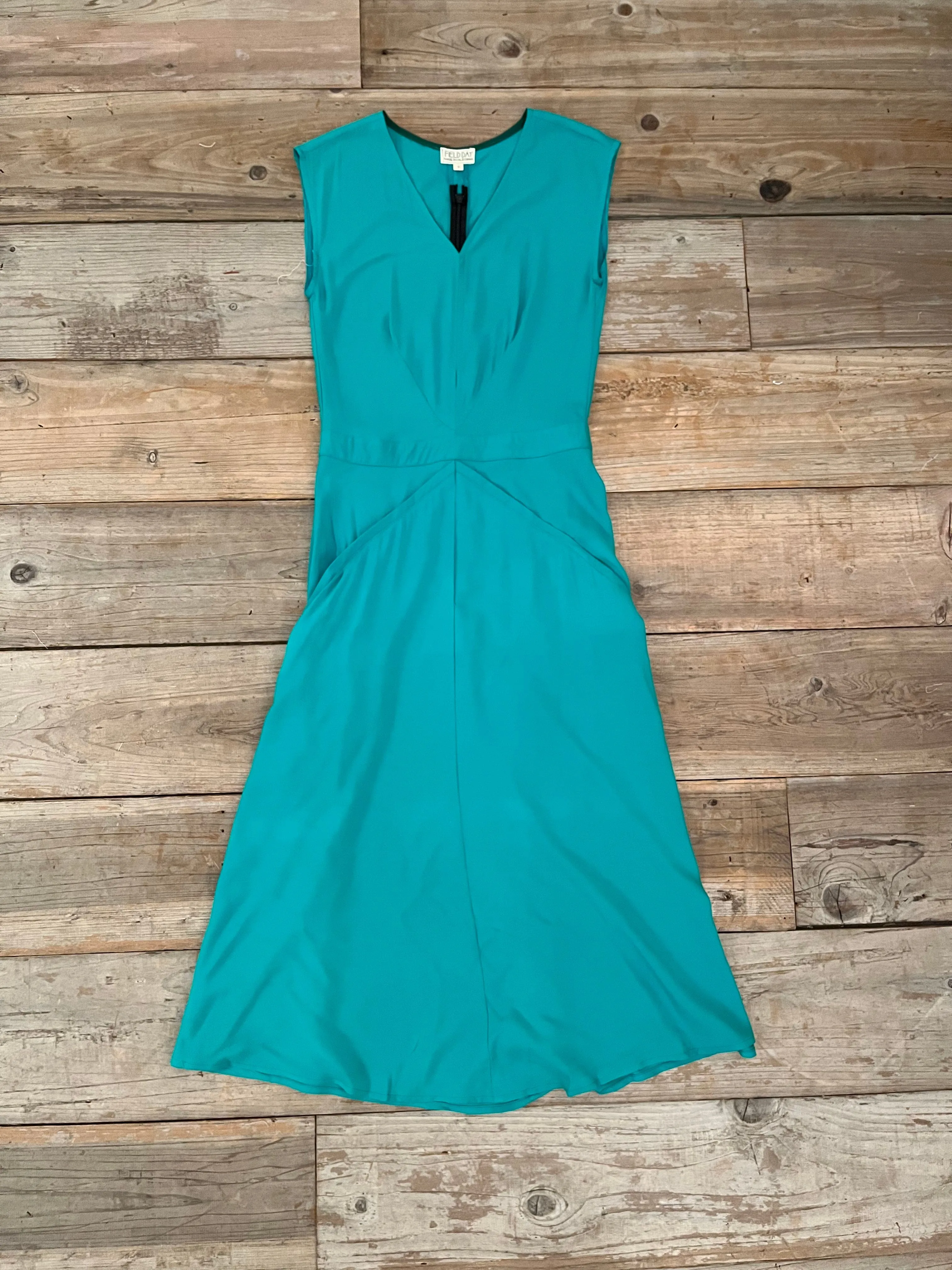 ContrastStitching Xena Dress in Teal Challis