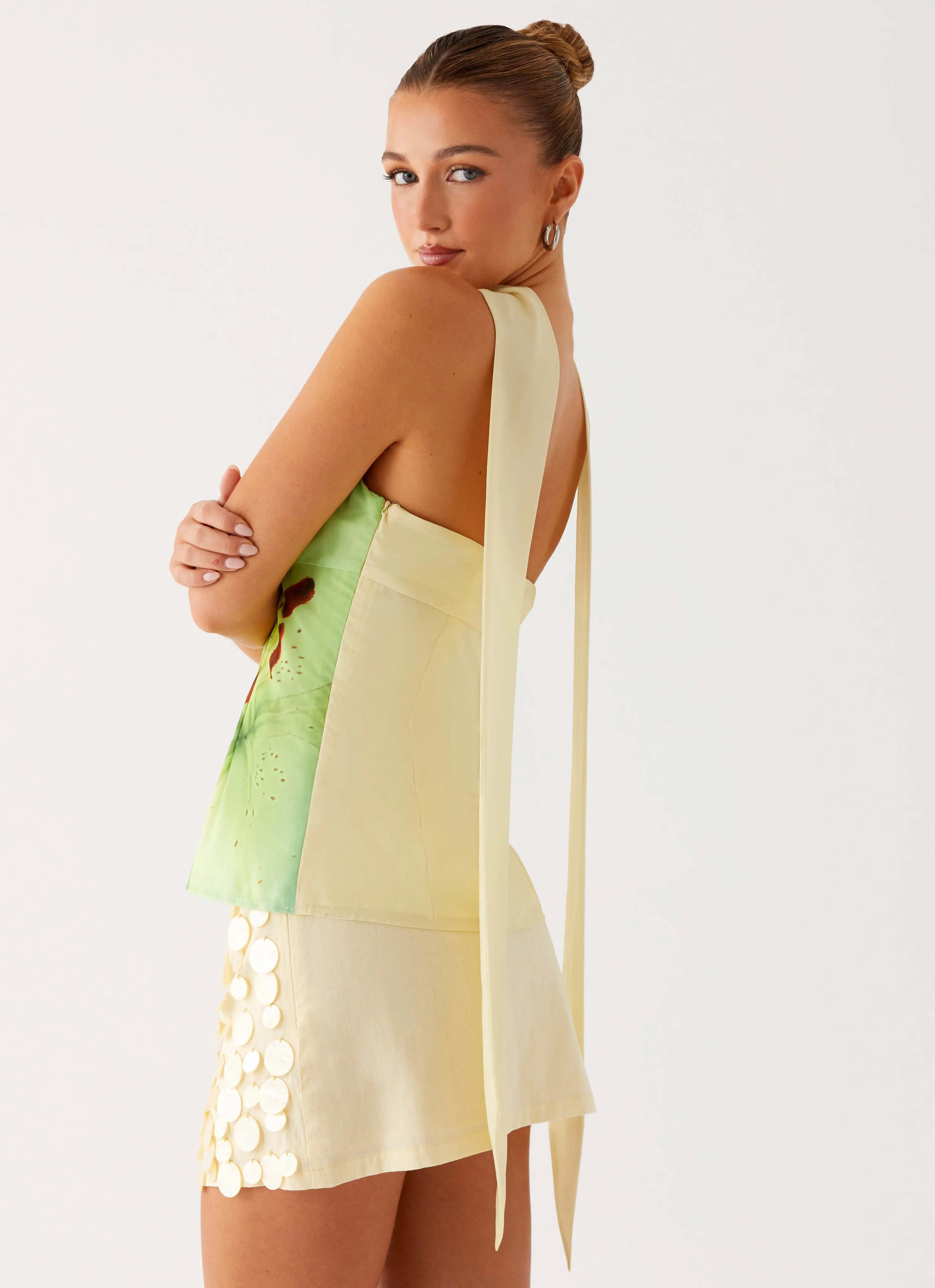 Blaise Scarf Top - Yellow Floral MoistureManagementSystem Fashionable Look