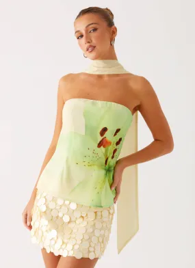 Blaise Scarf Top - Yellow Floral All Season Wear Fabric Reinforced Shoulder Seams