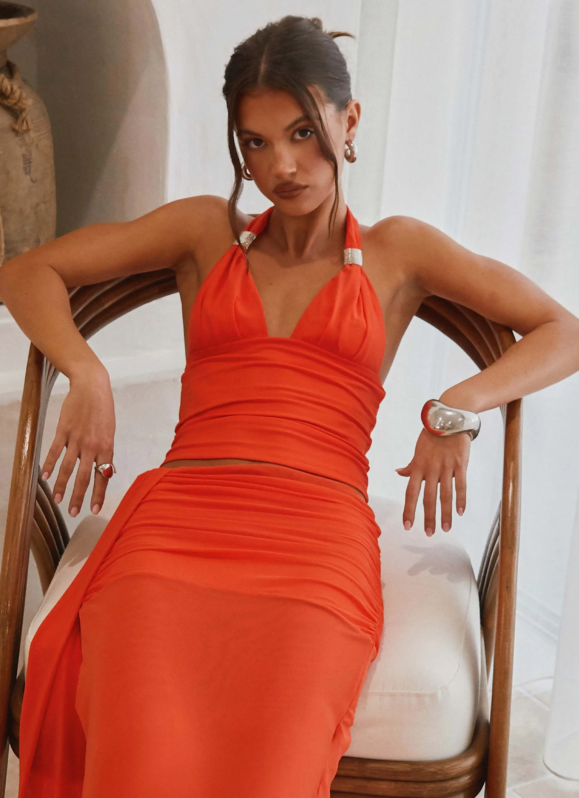 OdorControl Resilient Fabric Blend Blaze Halter Top - Fire Red