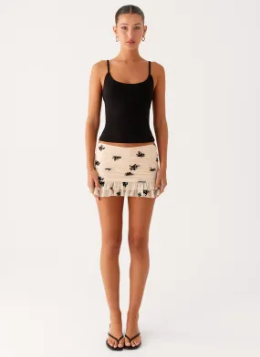 Blind Faith Flock Mini Skort - Cream Simple Outfit Street Vibe