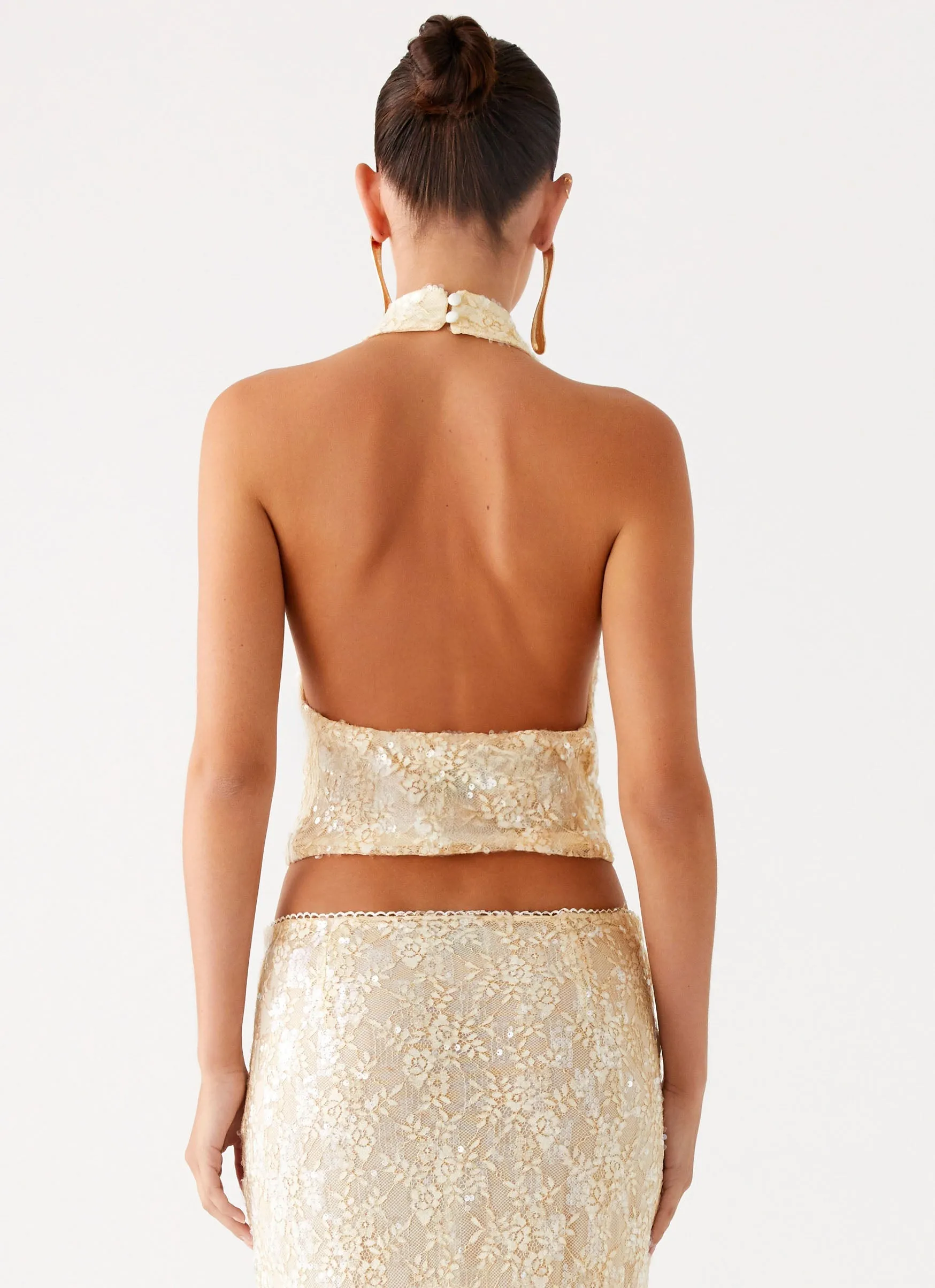 Anti Slip Shoulder Padding Reinforced Hemline Bling It On Cowl Top - Ivory