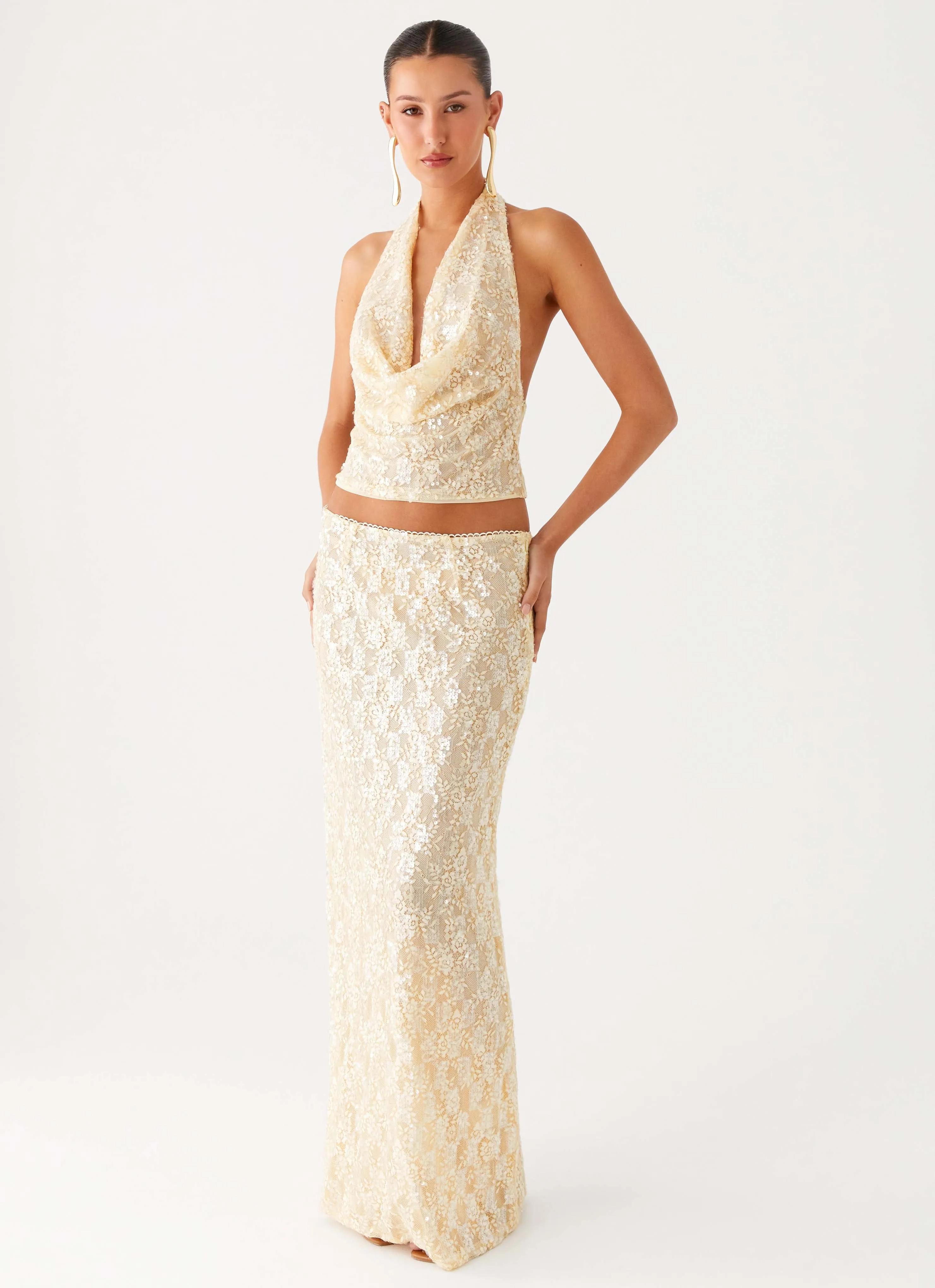 Bling It On Maxi Skirt - Ivory Artisanal Craft