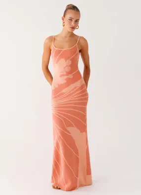Bliss View Knit Maxi Dress - Peach Dual Tones