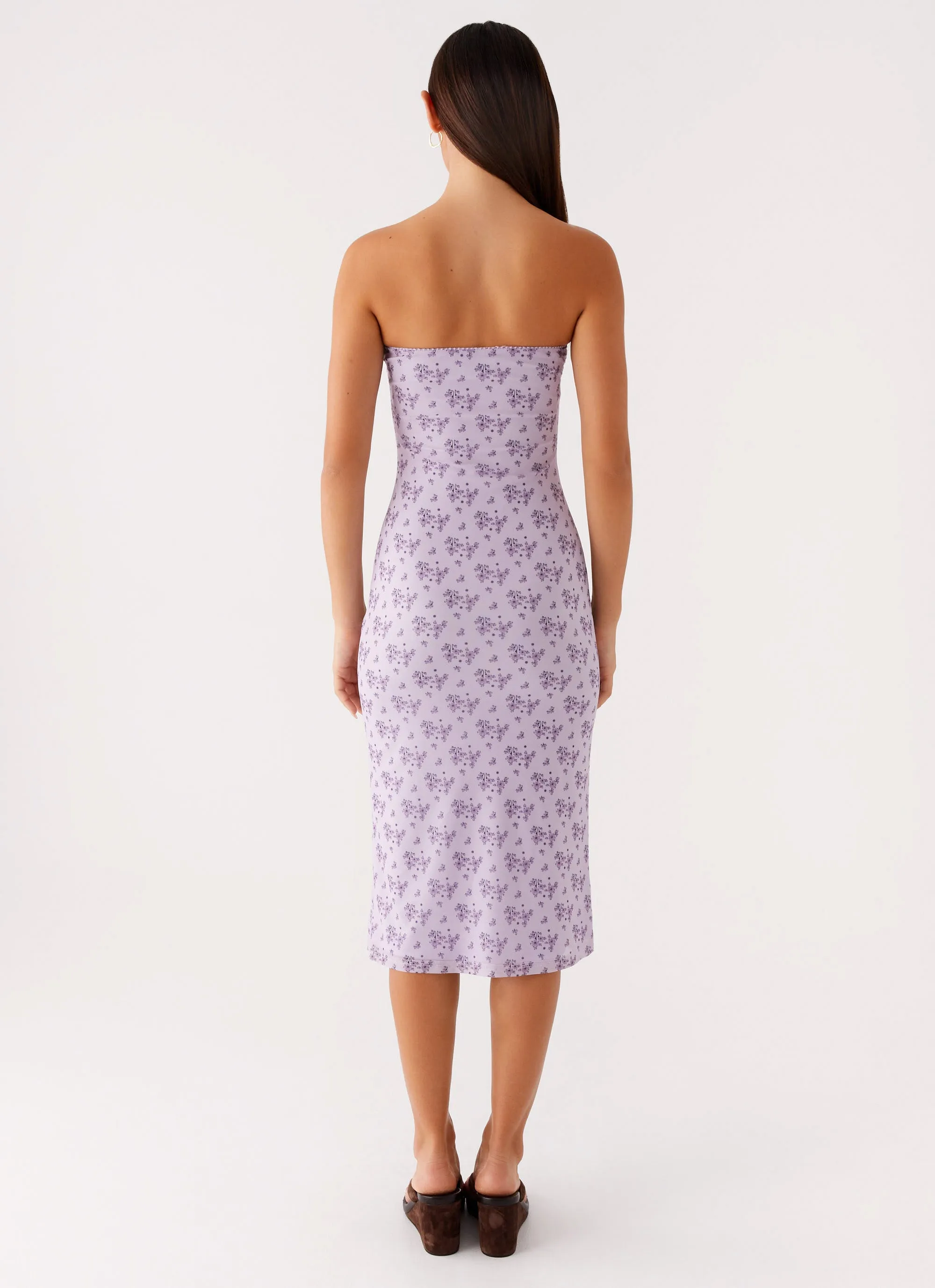 Keila Strapless Midi Dress - Lavender Meadow All-Season Comfort Wrinkle-Free-Finish
