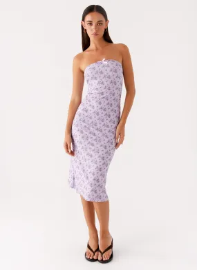 Keila Strapless Midi Dress - Lavender Meadow Casual and Smart