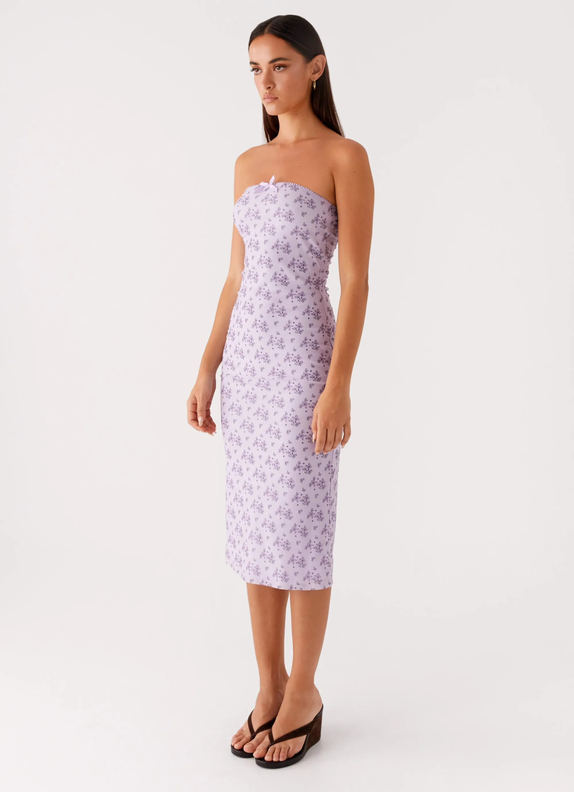 Morning Wear Keila Strapless Midi Dress - Lavender Meadow