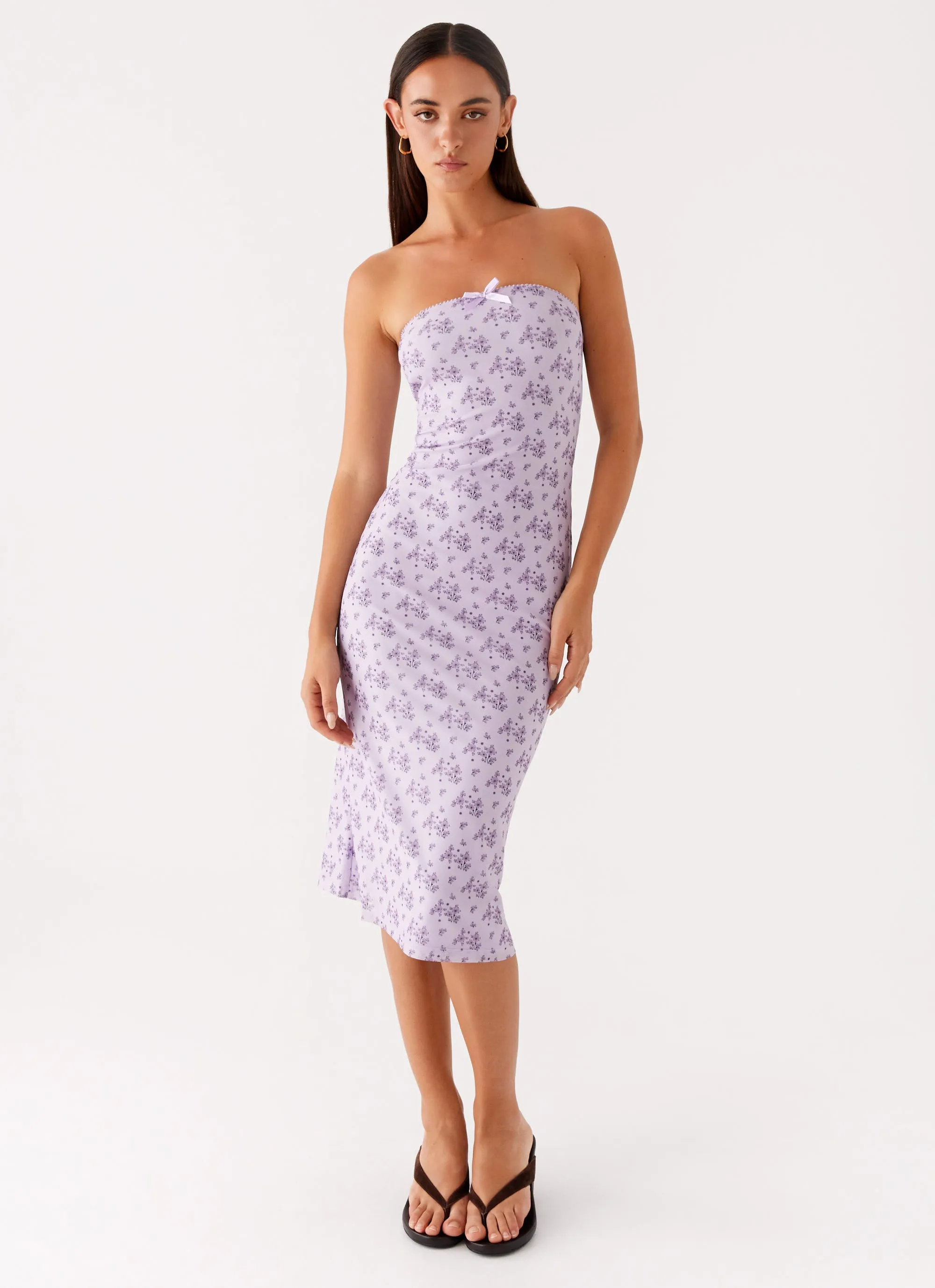 Modern Cut summer look Keila Strapless Midi Dress - Lavender Meadow