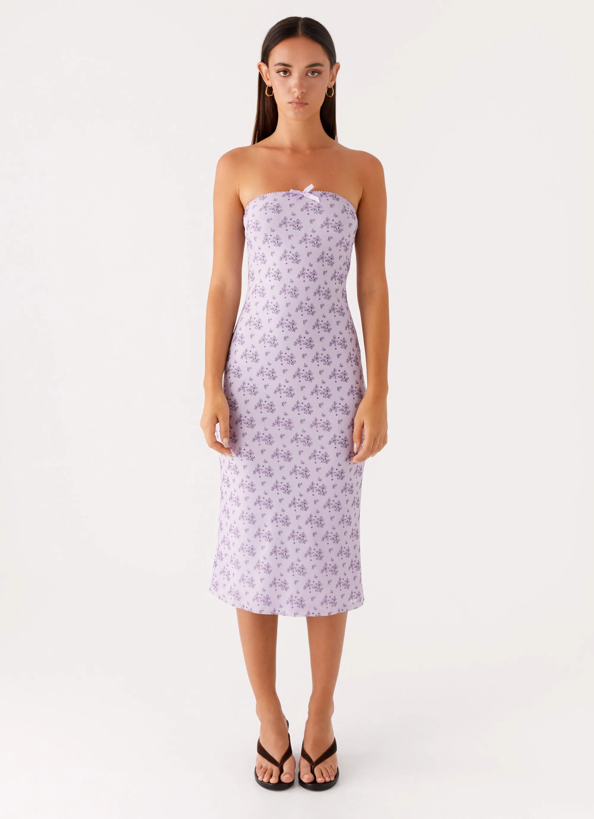 Keila Strapless Midi Dress - Lavender Meadow Confident Mood Boho Tone