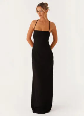 Work or Casual Fall Style Cora Backless Maxi Dress - Black
