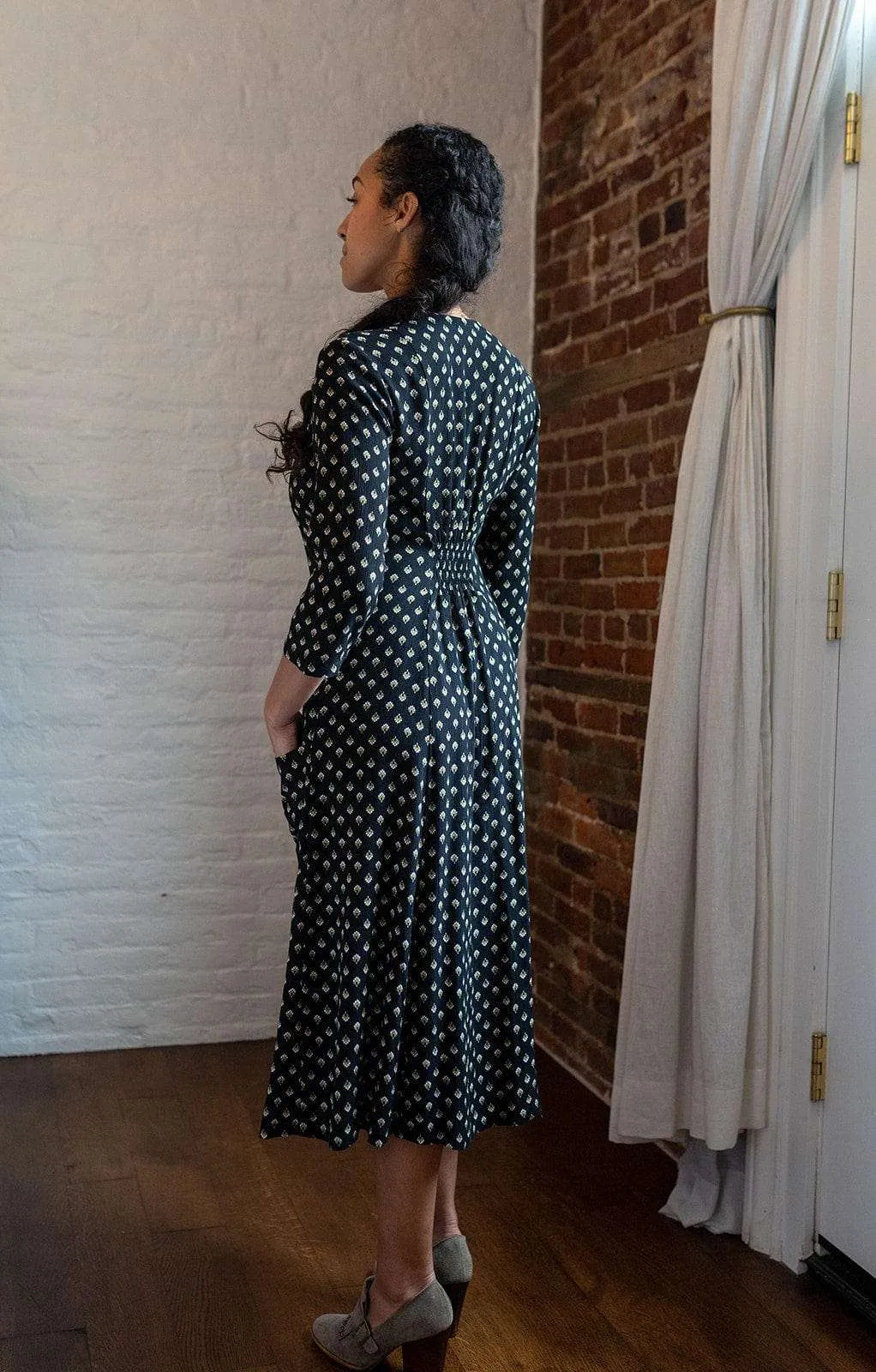 Fiona Dress in Black Floral Crepe All Inclusive