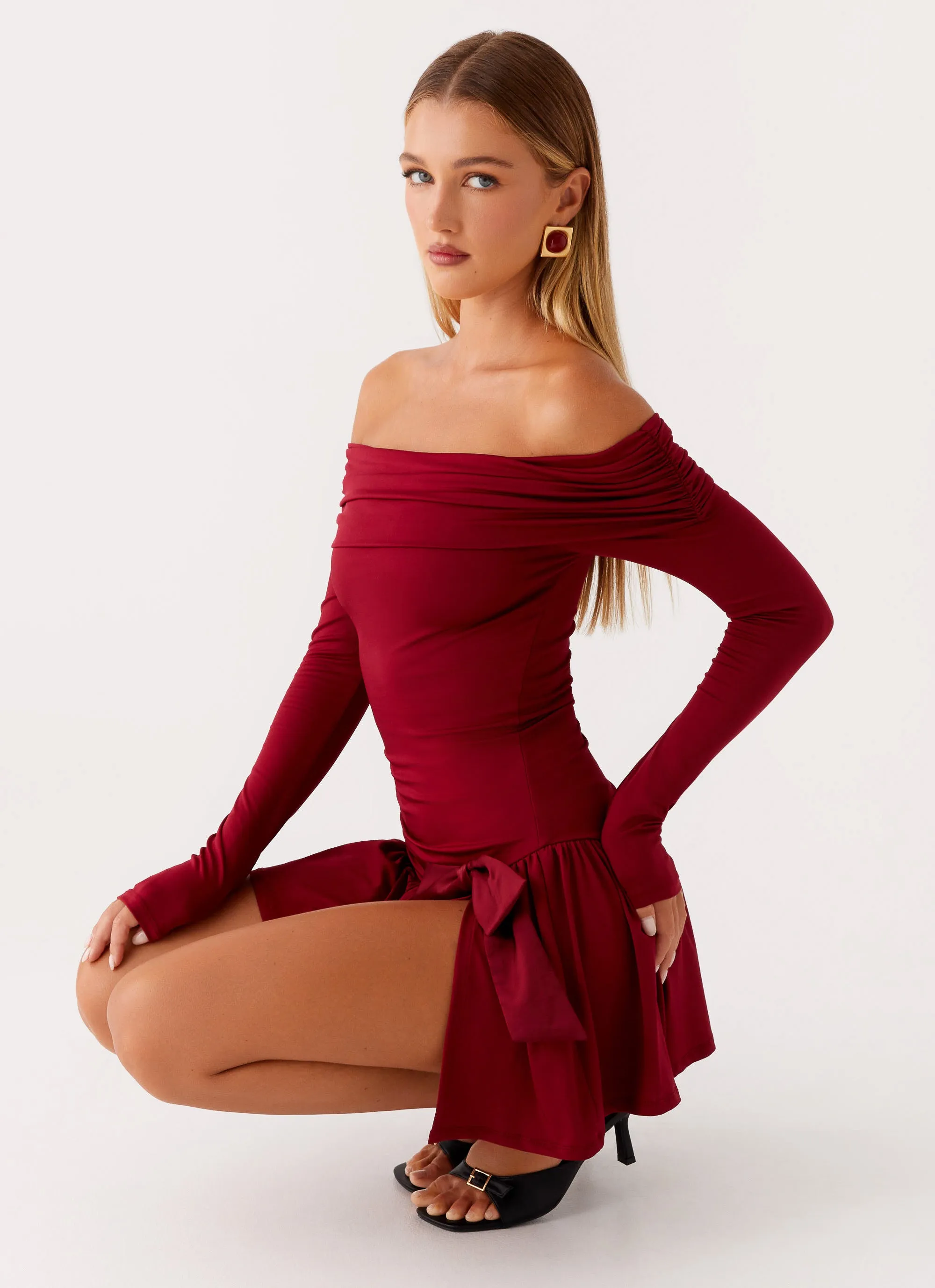 Outdoor Outfit Front Slit Grazia Mini Dress - Red