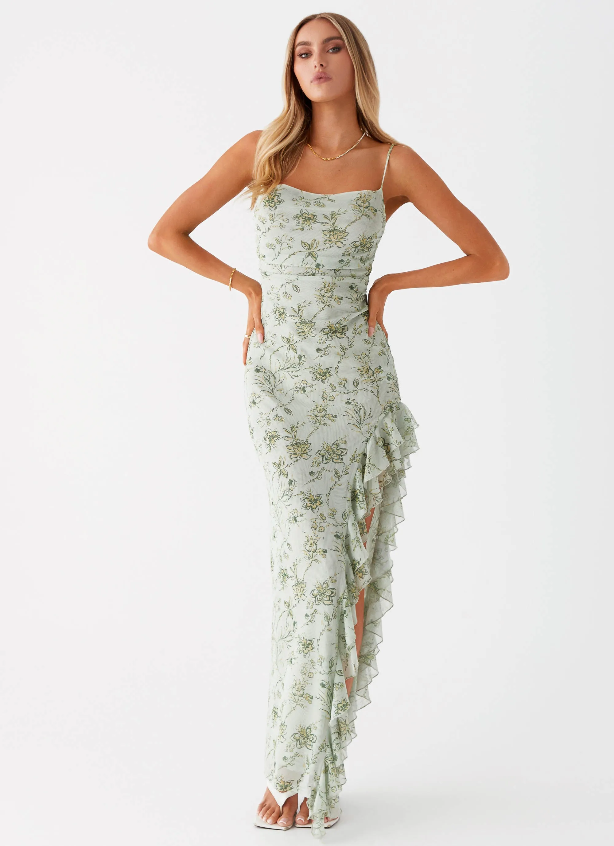 Sleek Layer Princessa Maxi Dress - Sage Floral