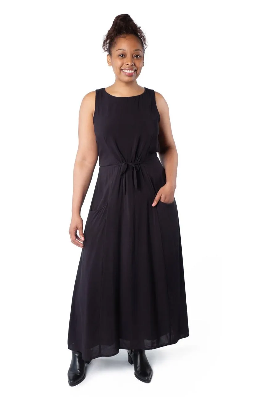 Rhiannon Dress in Black Challis Refined Vibe