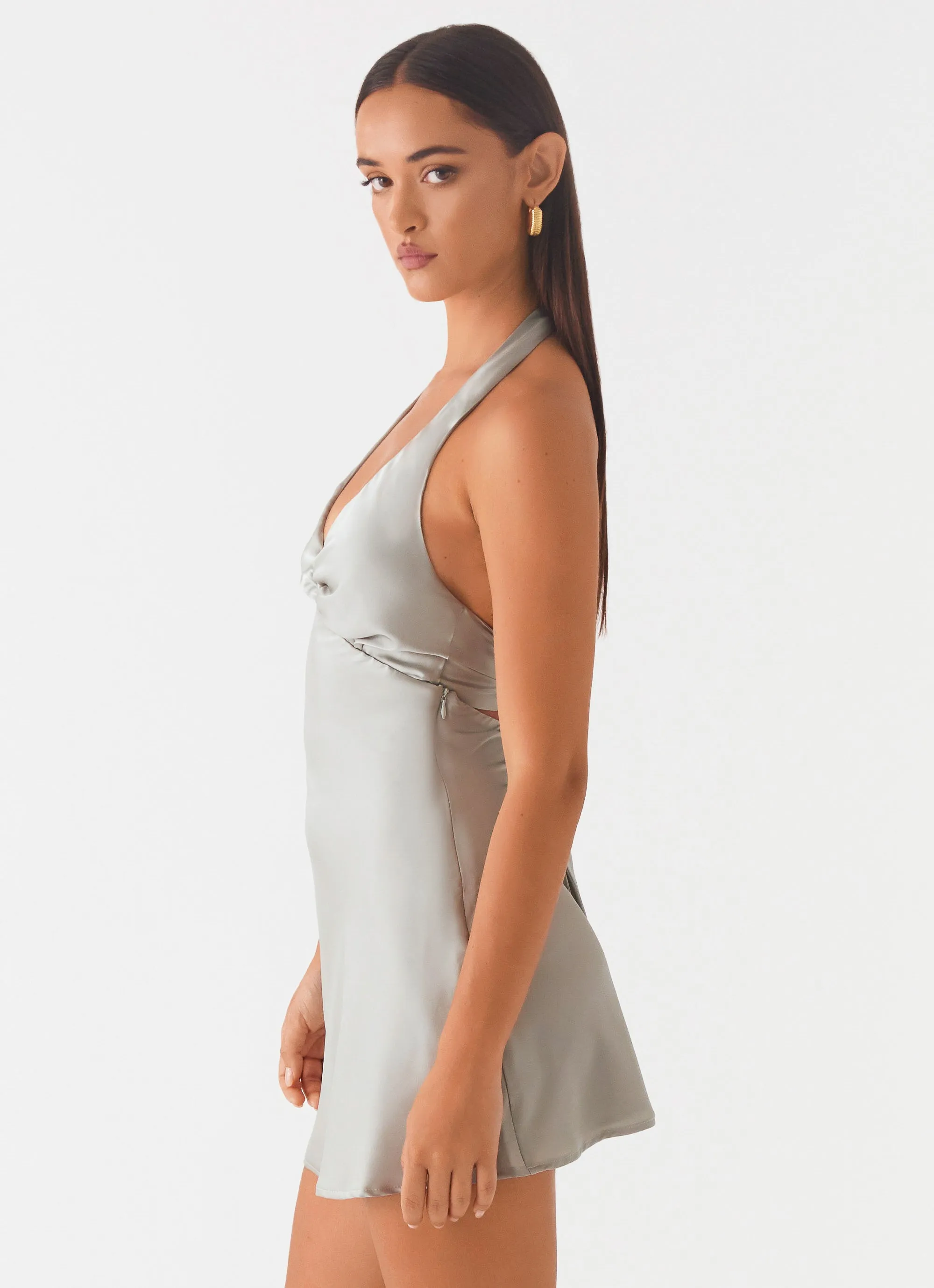 Heavy Hearted Mini Dress - Sage Double Layered Design Smart Edge