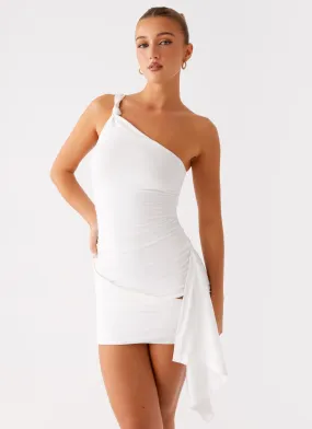 Stephania Mini Dress - White Flattering Design Wear Evening Motion