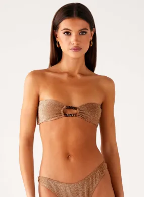 Sun Spell Bikini Top - Gold Figure Flattering Swim