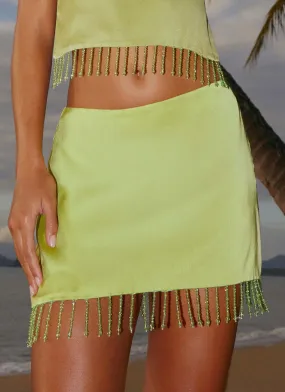 Everyday Comfort Bora Bora Beaded Mini Skirt - Lime