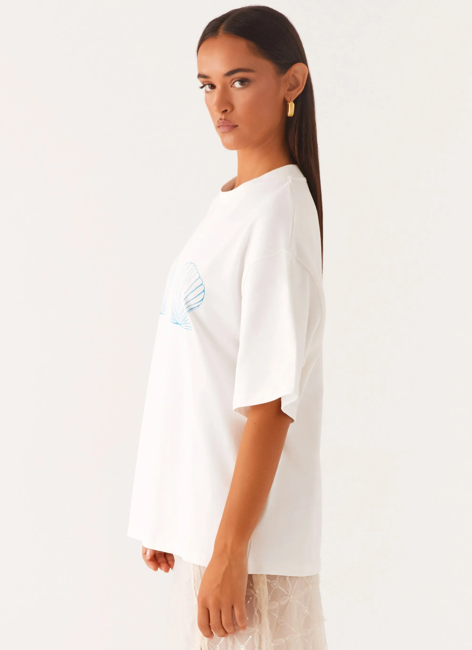 Born To Have Fun Oversized Graphic Tee - Blue Shell Easy Fit
