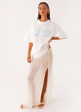 Born To Have Fun Oversized Graphic Tee - Blue Shell HighNeckline