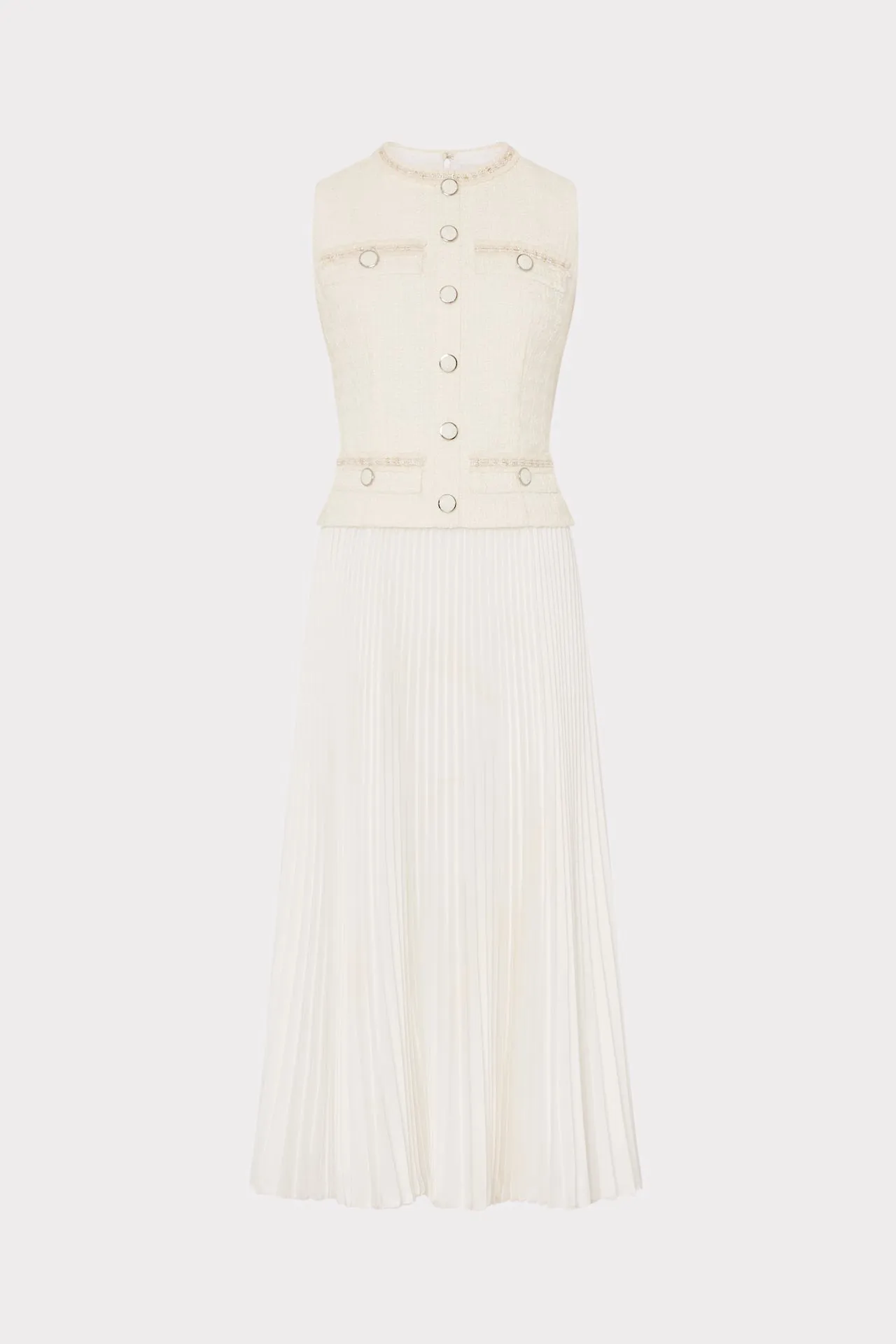 Flattering Lines Boucle Mixed Media Midi Dress