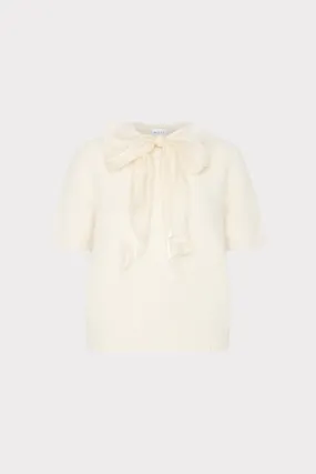 WrinkleFree Fabric Bow Short Sleeve Sweater