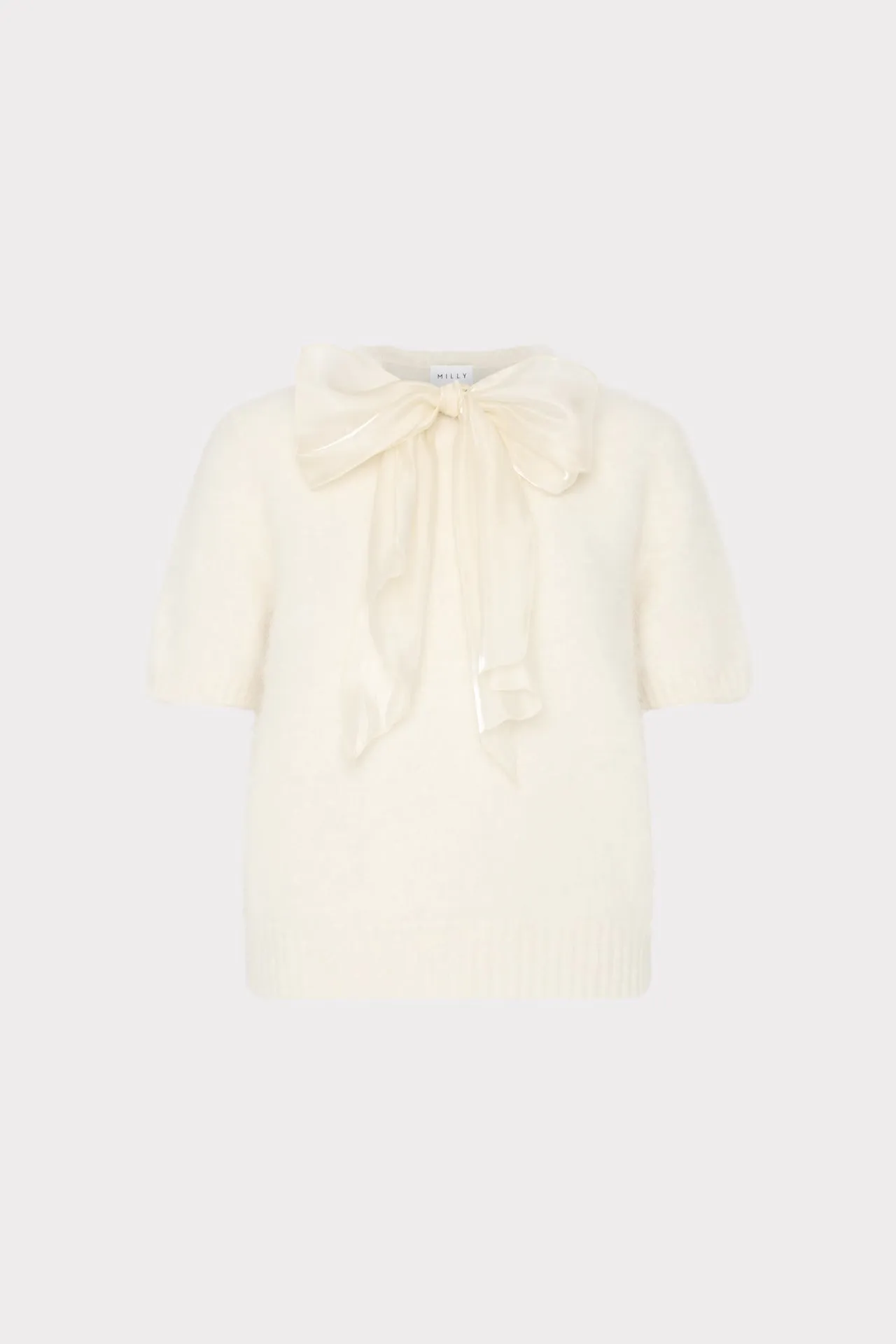 WrinkleFree Fabric Bow Short Sleeve Sweater