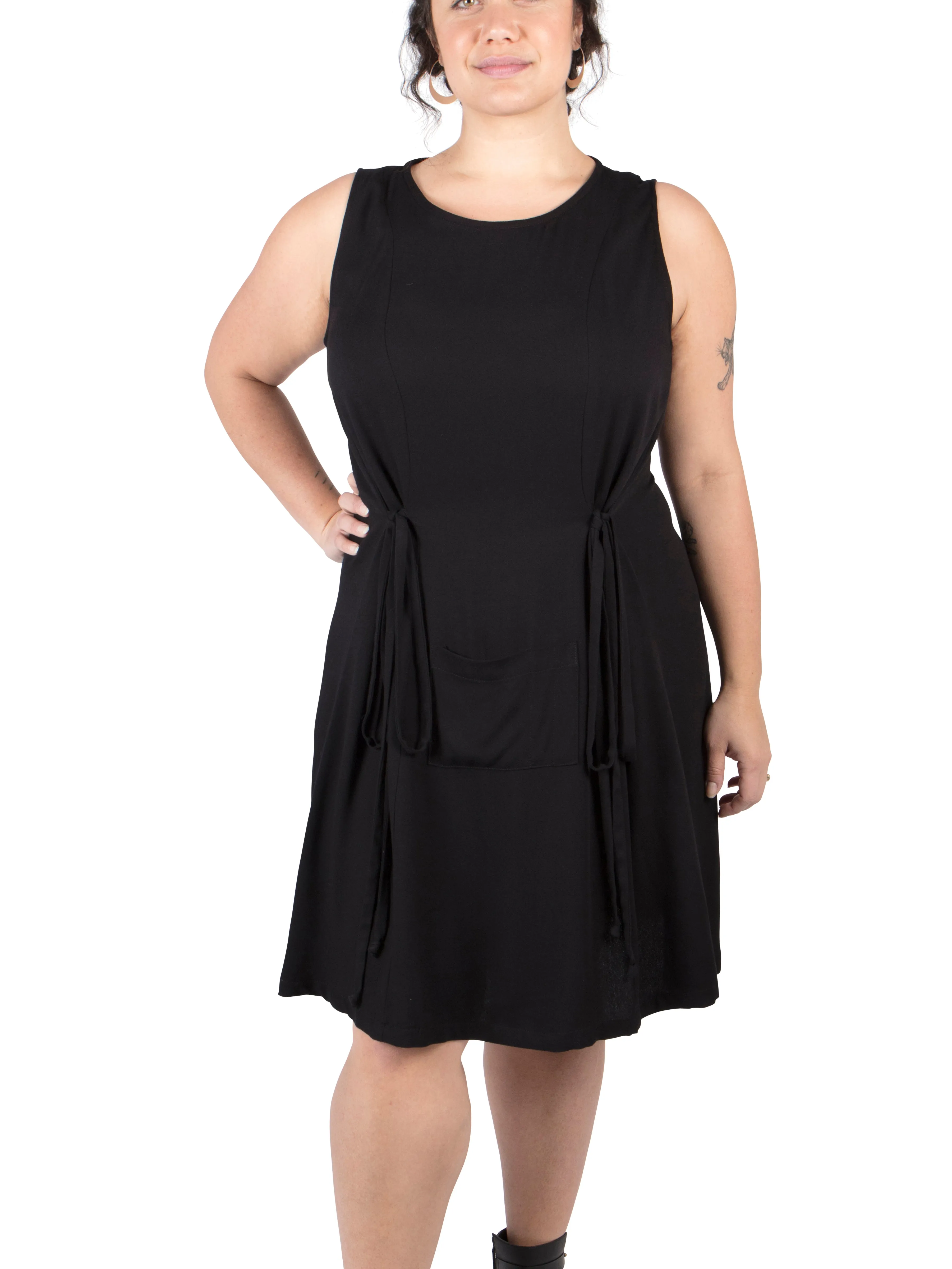 Neutral Base Smart Vibe Tia Dress in Black Linen